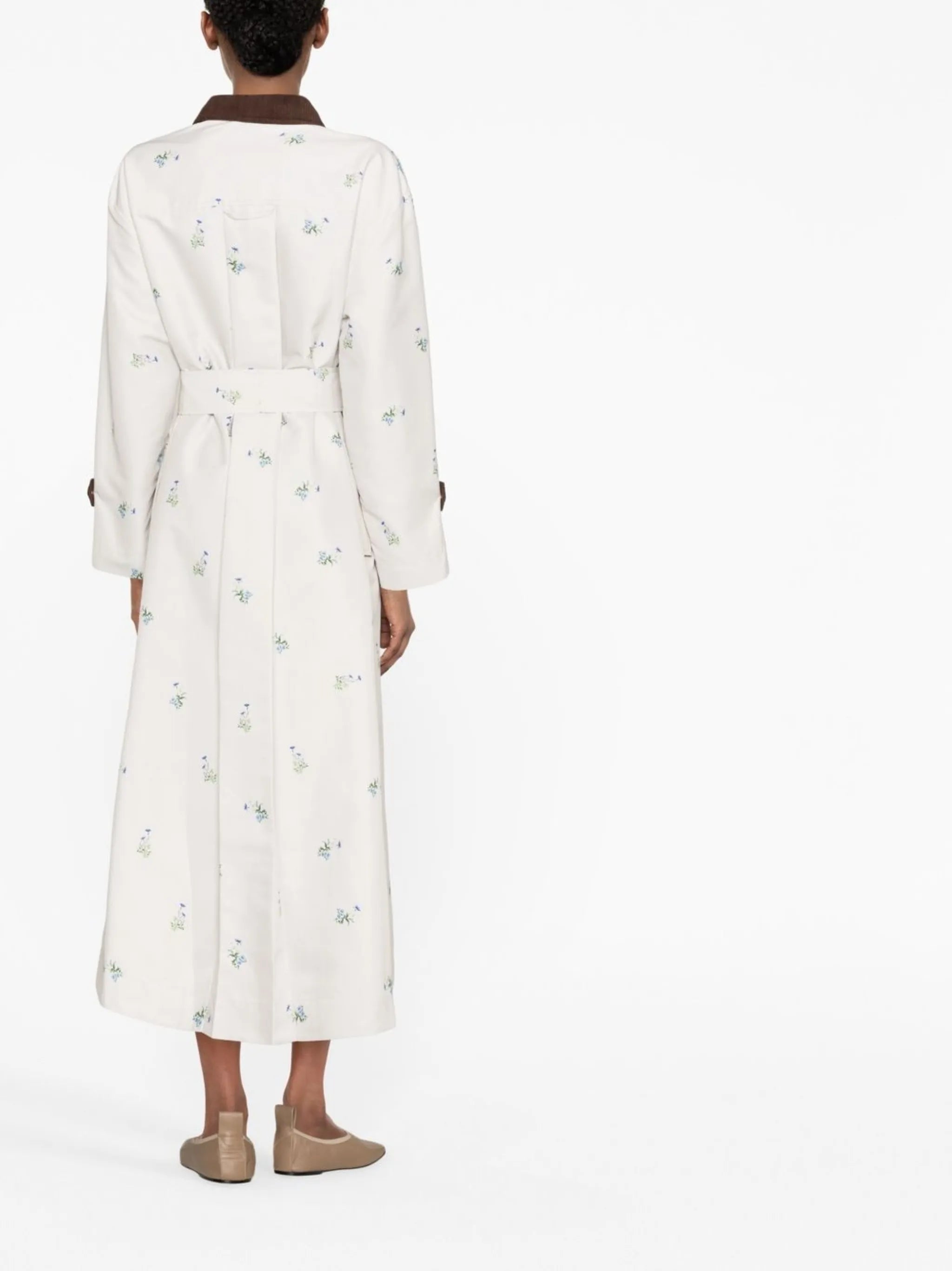 Yason floral-print trench coat