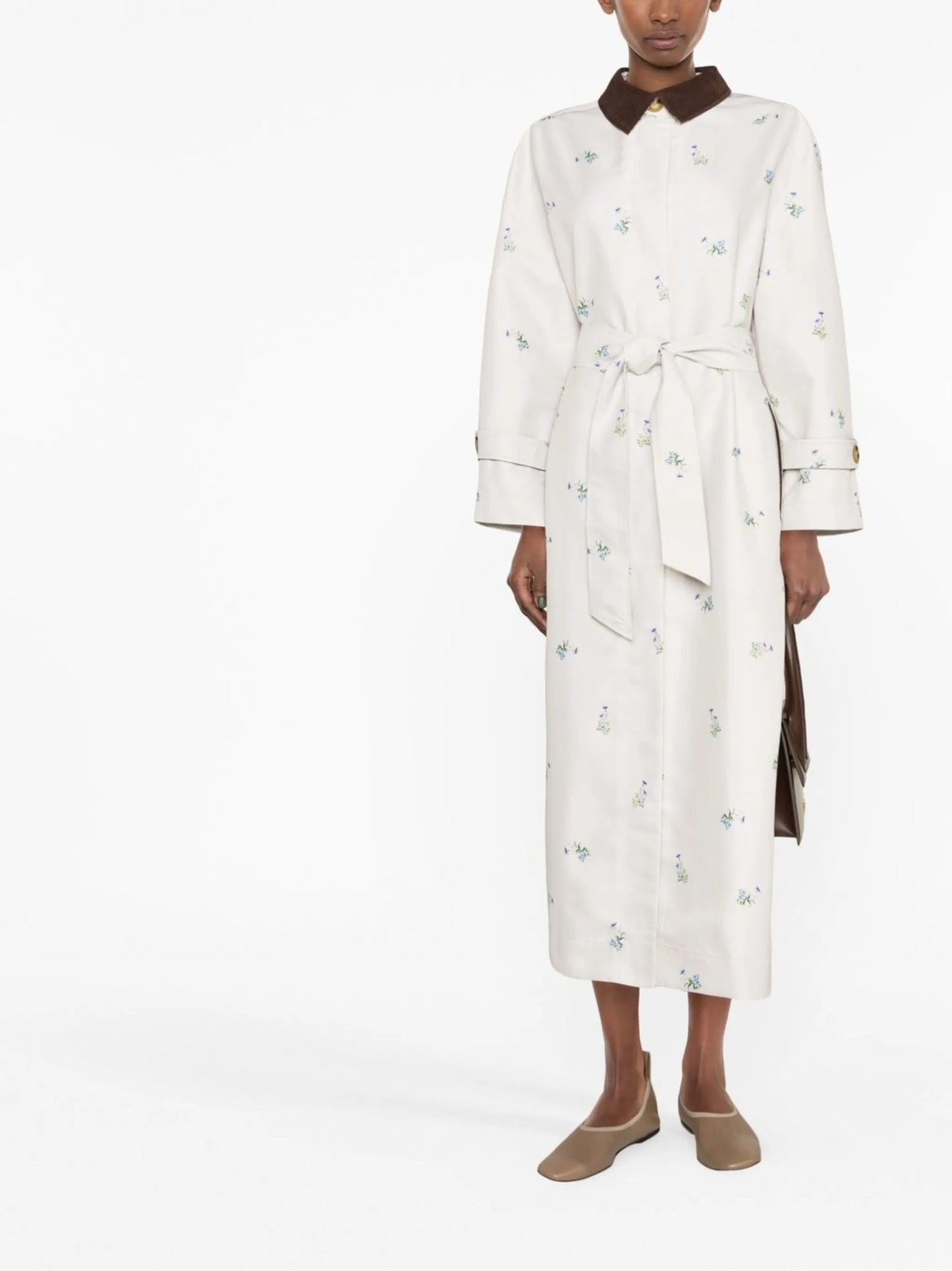 Yason floral-print trench coat