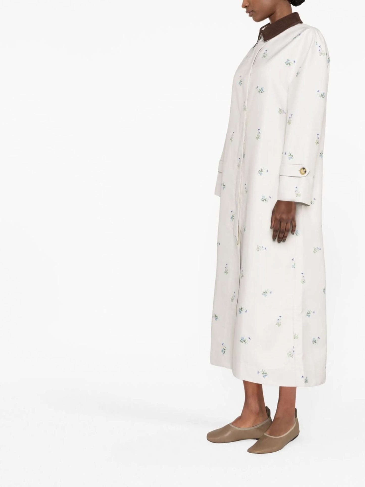 Yason floral-print trench coat