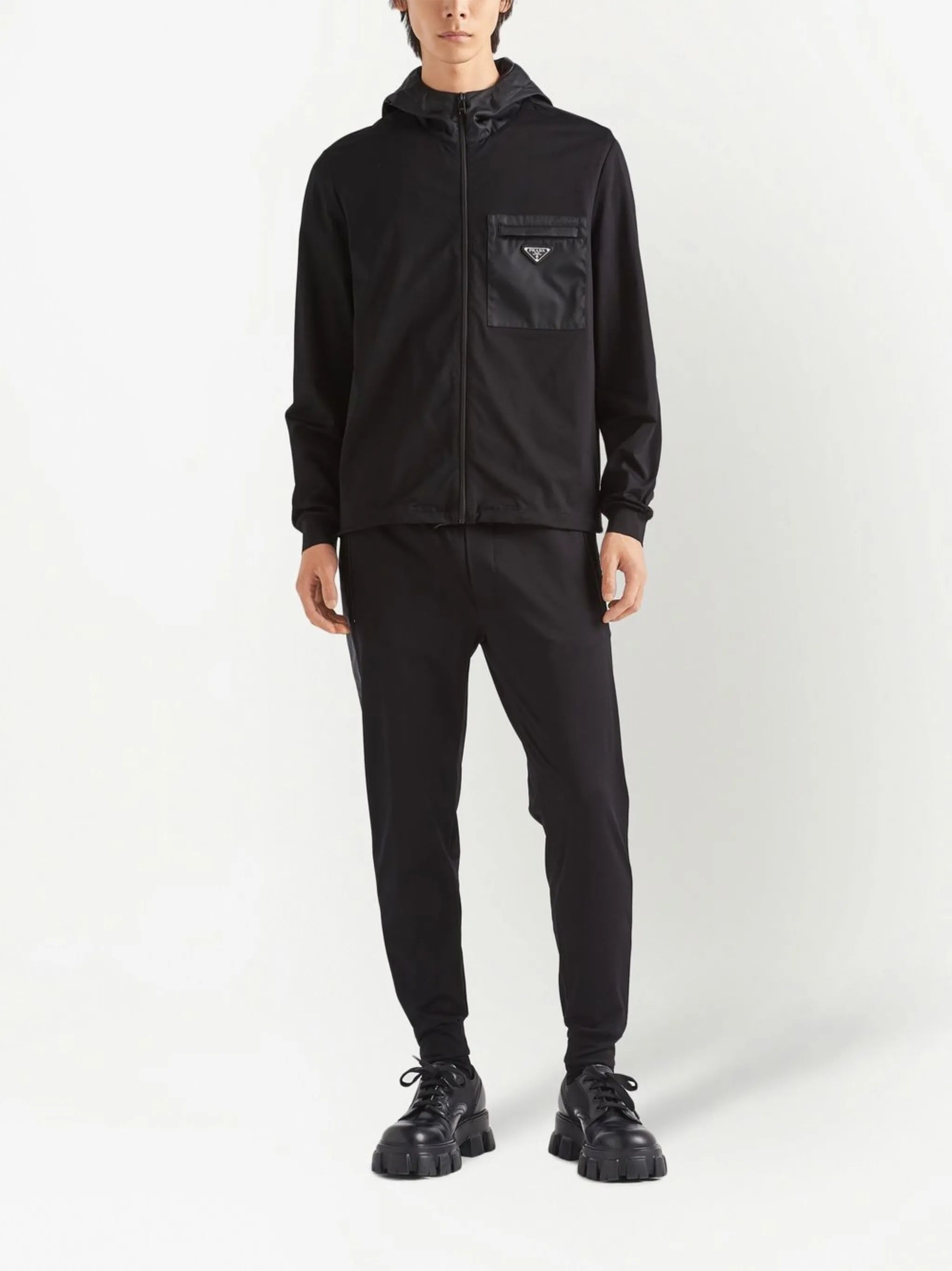 logo-plaque hooded jacket