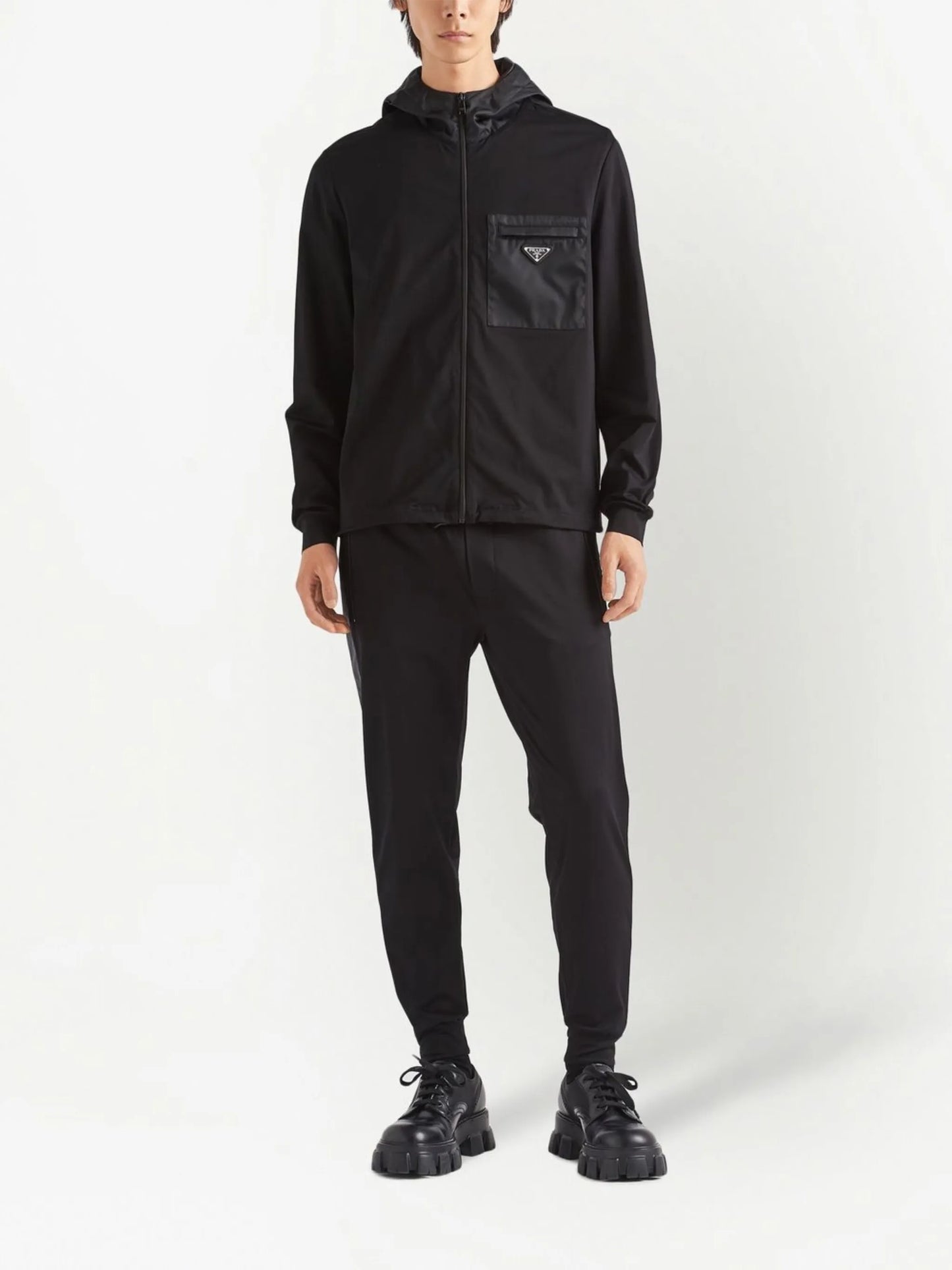 logo-plaque hooded jacket
