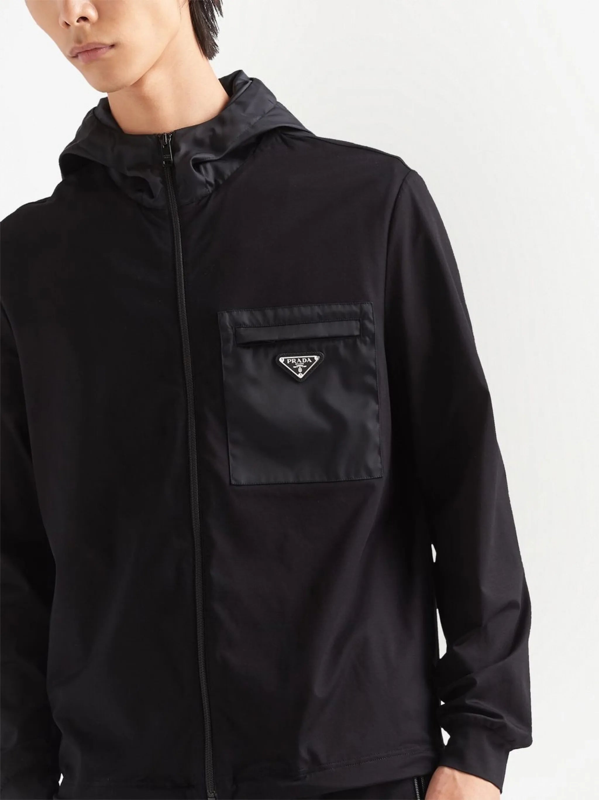 logo-plaque hooded jacket