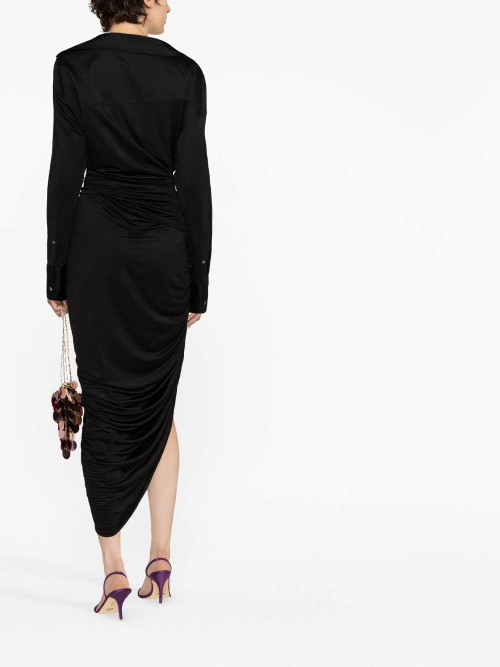 asymmetric V-neck dress
