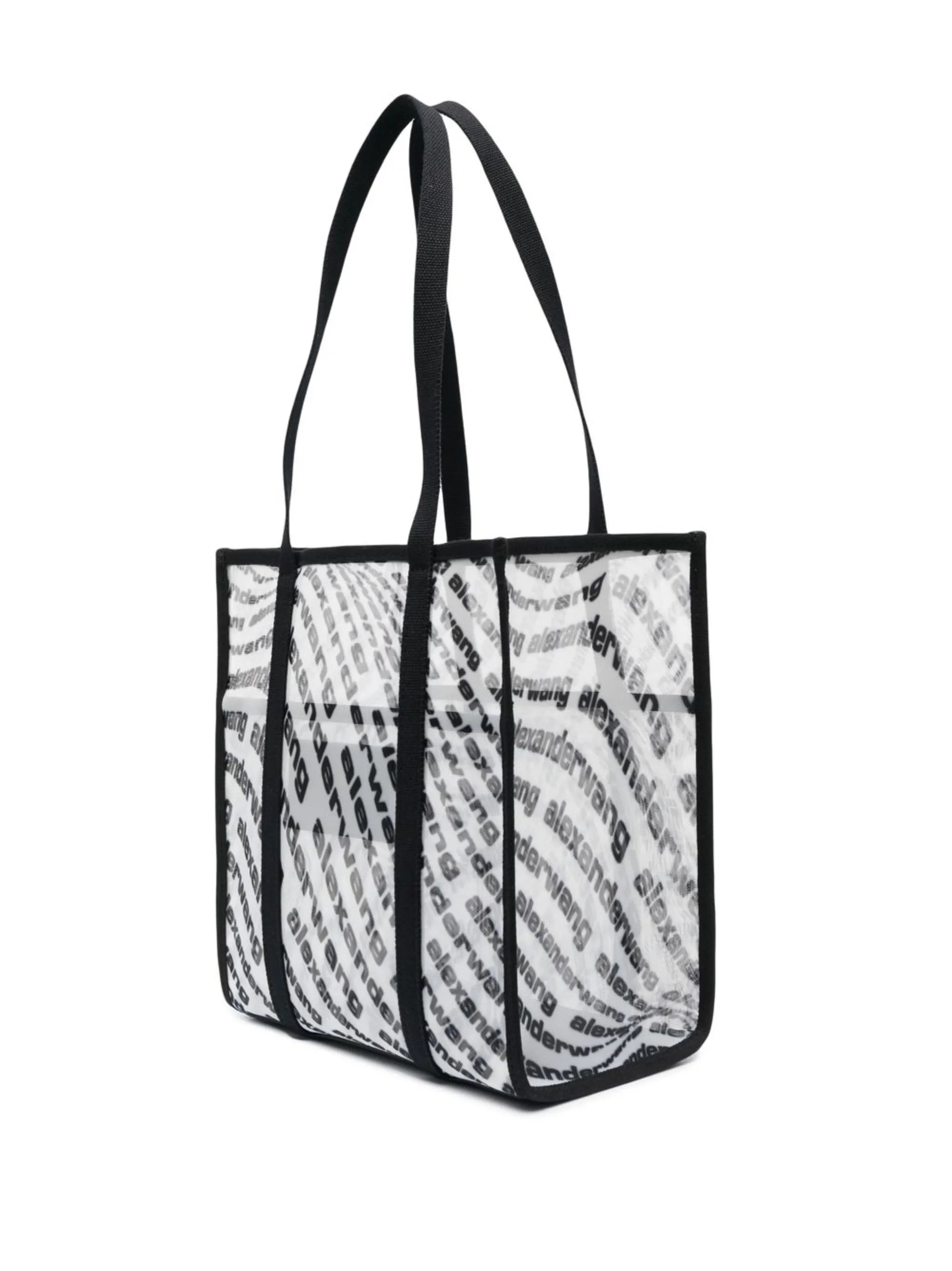 translucent logo-print tote bag