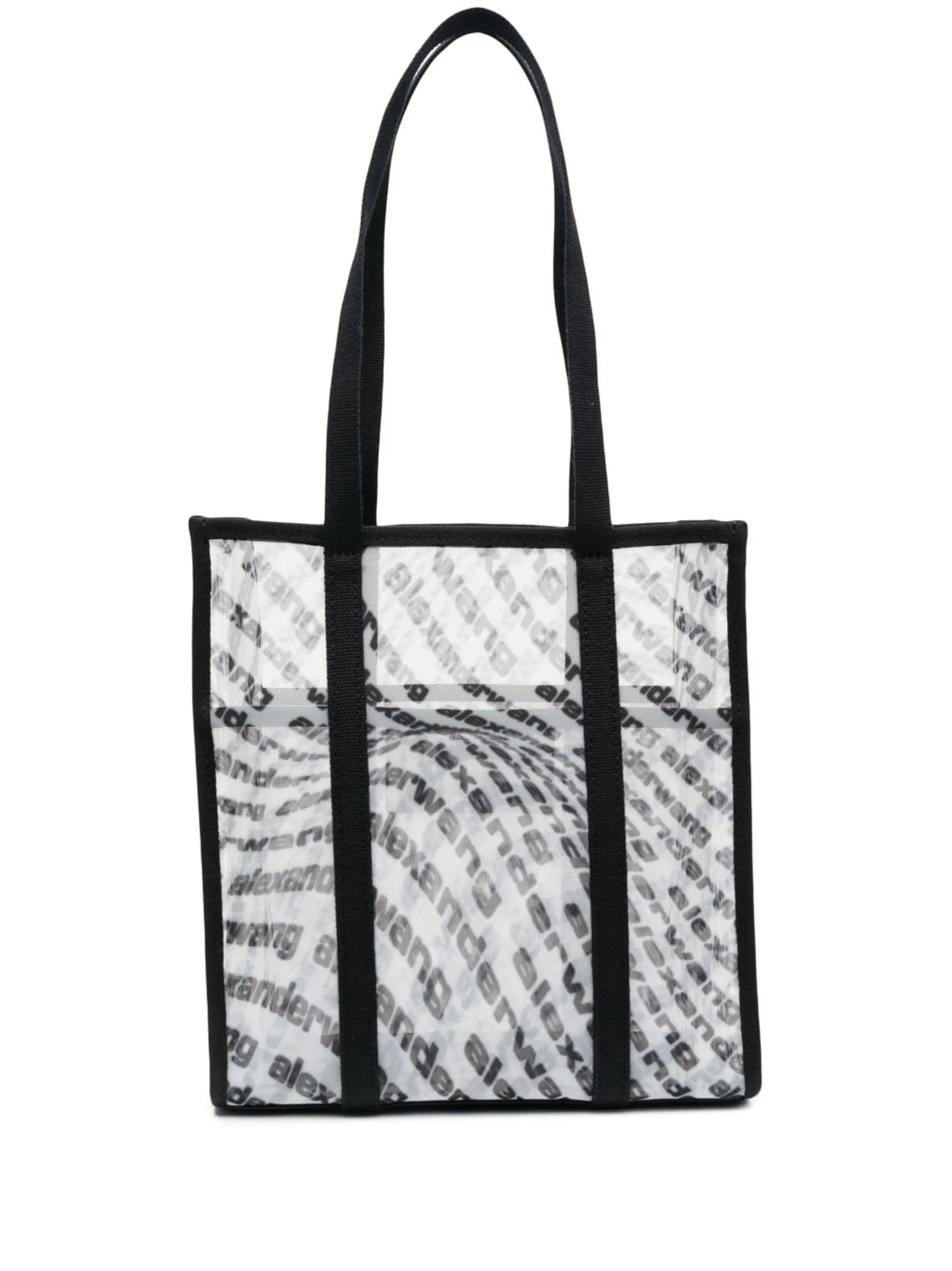 translucent logo-print tote bag