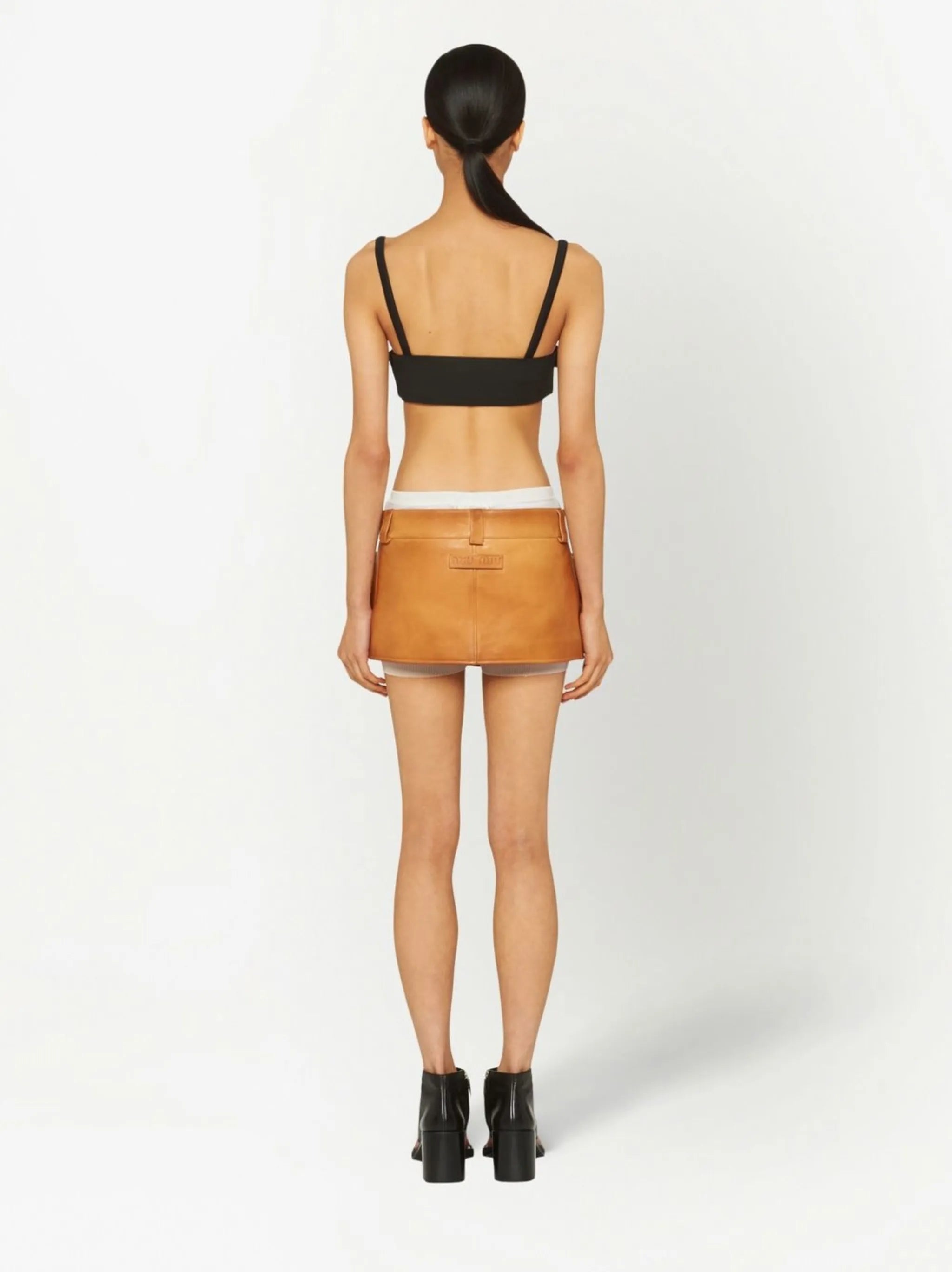 nappa leather mini skirt