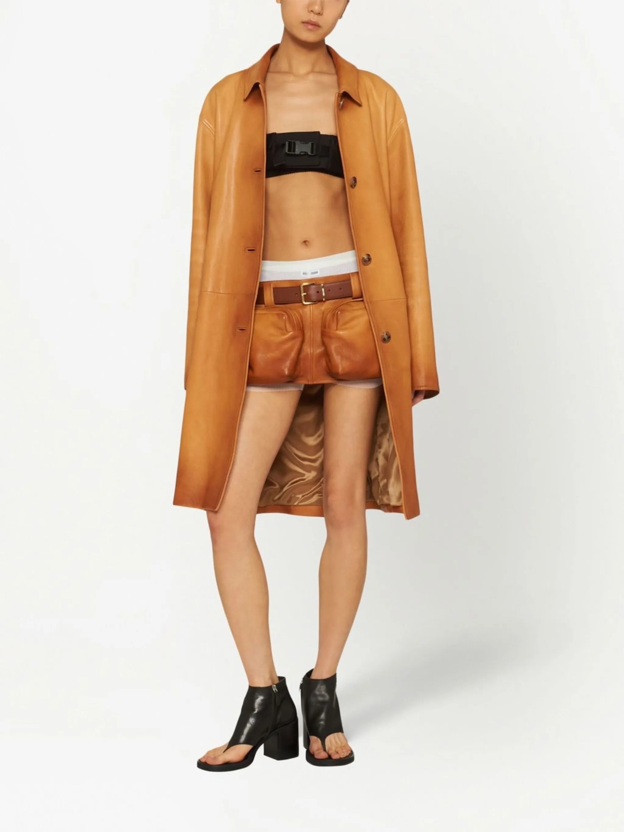 nappa leather mini skirt
