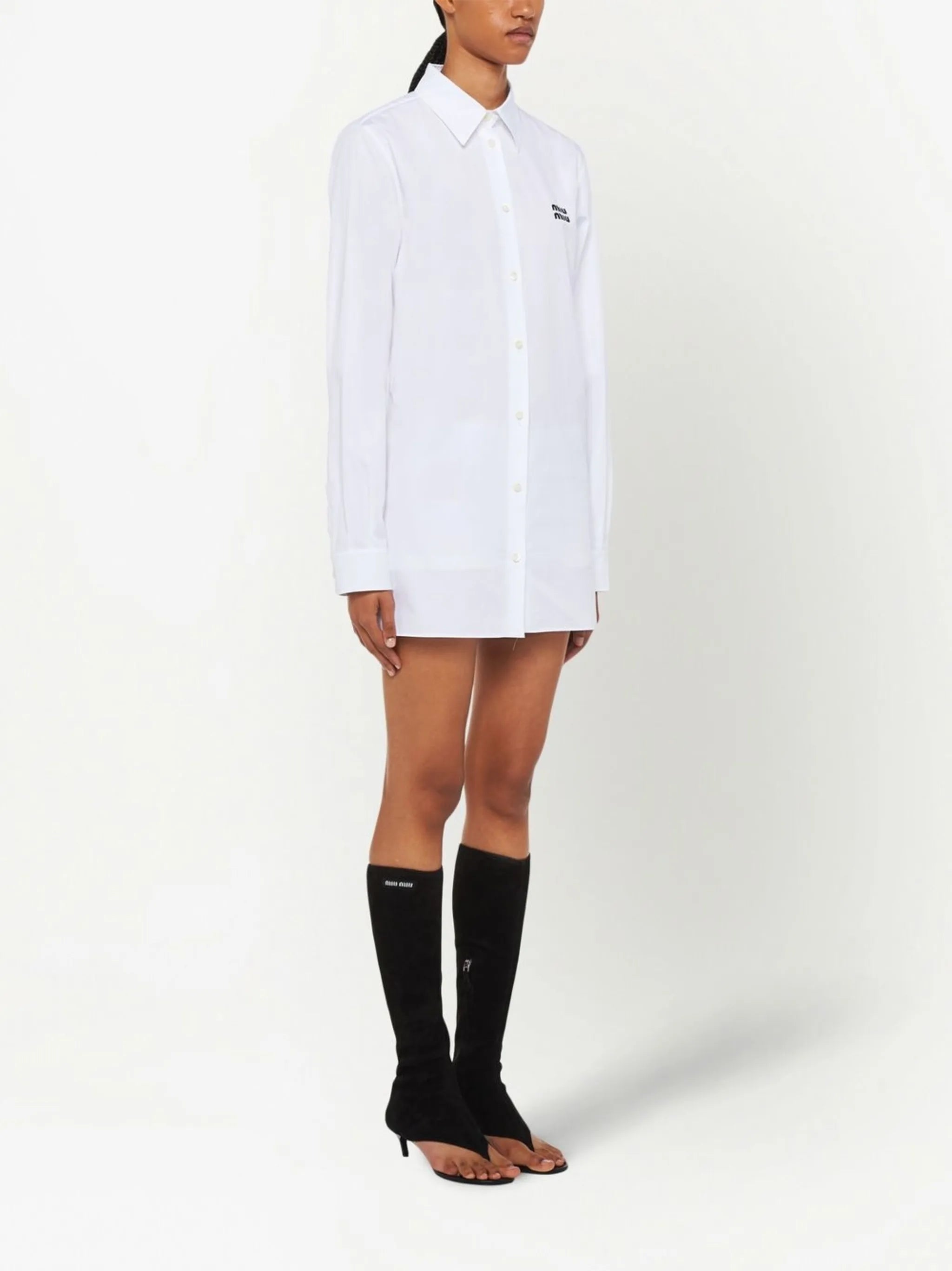 logo-embroidered point-collar shirt