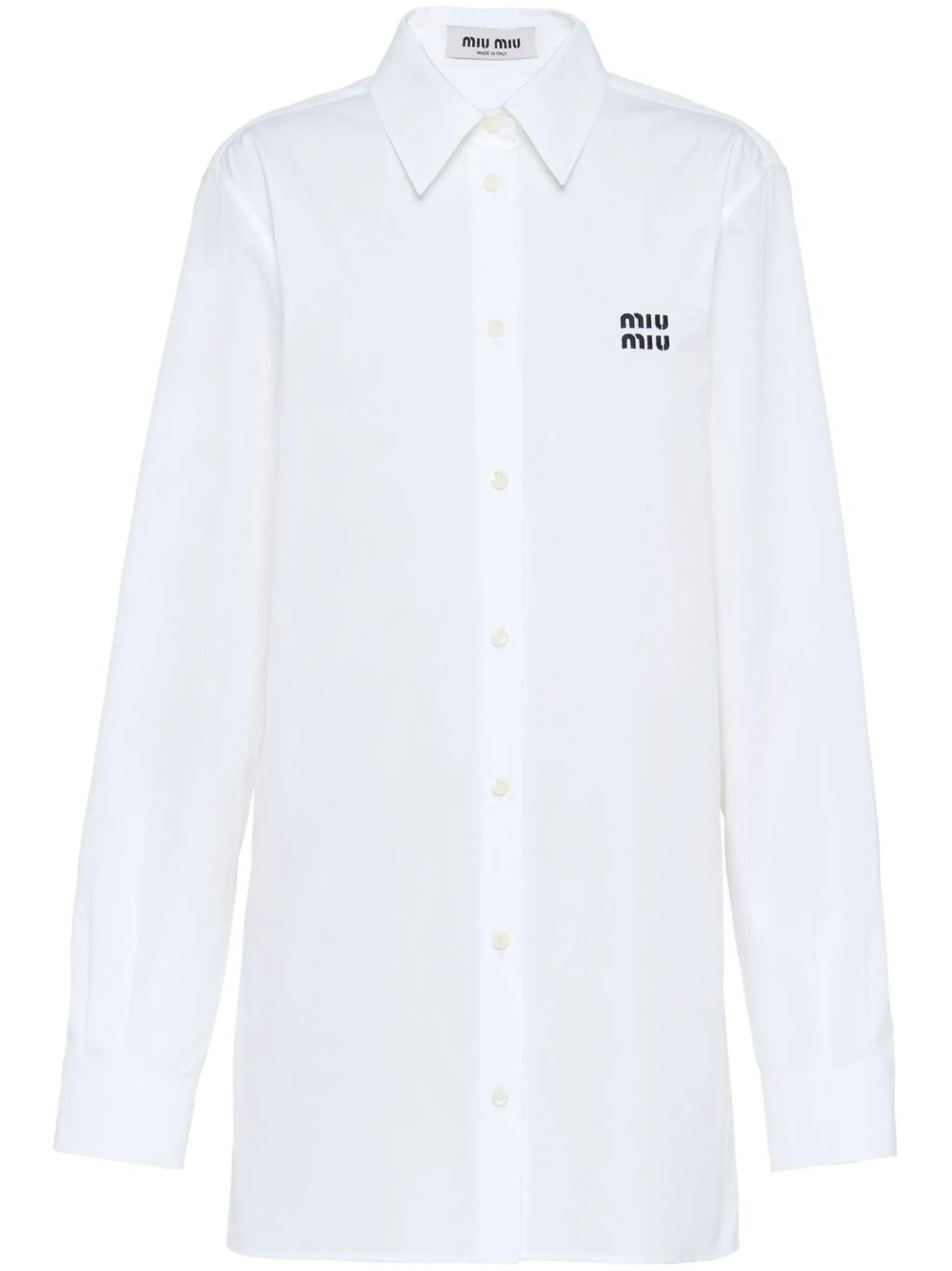 logo-embroidered point-collar shirt