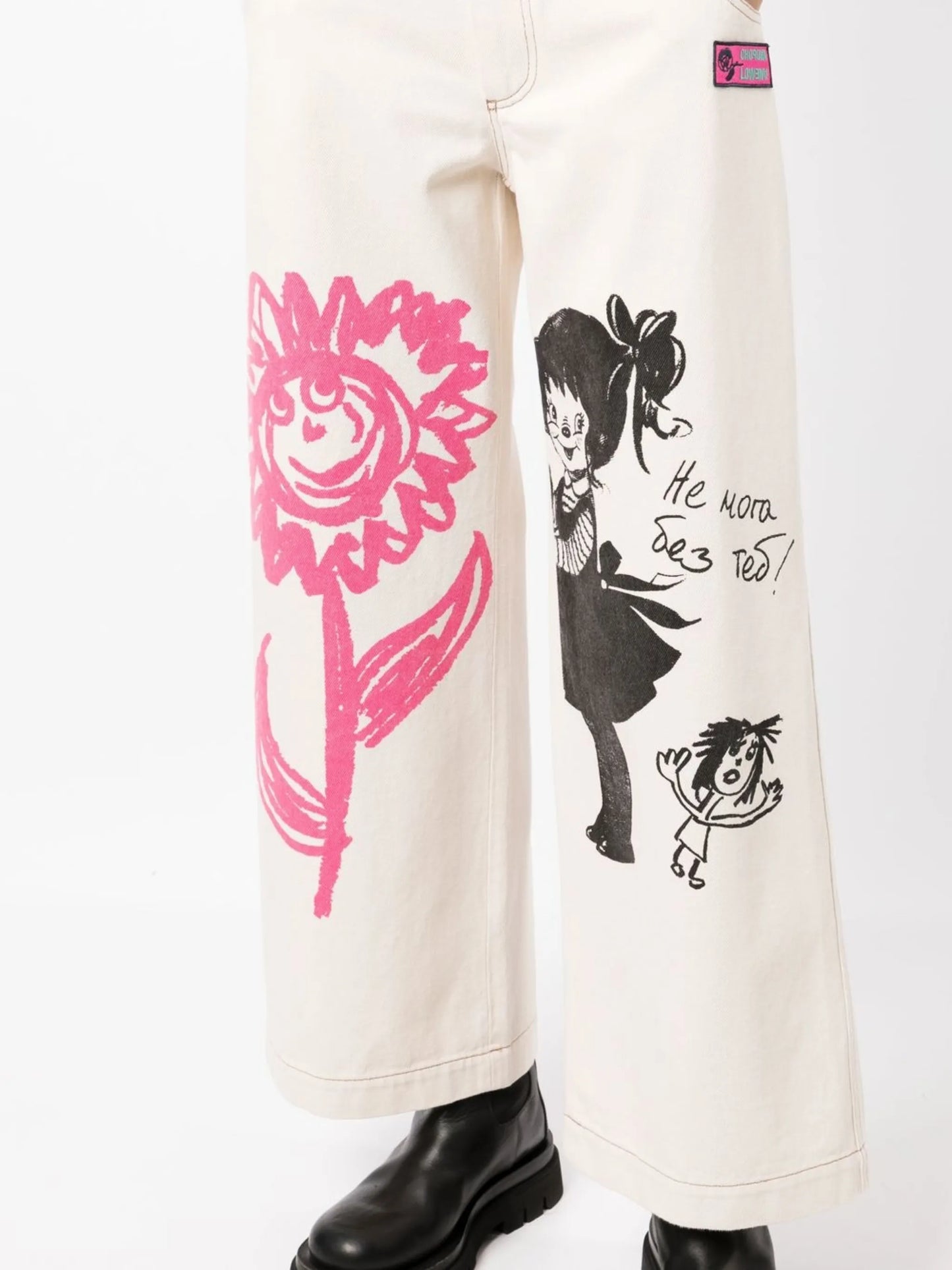 Happy Flower wide cropped trousers