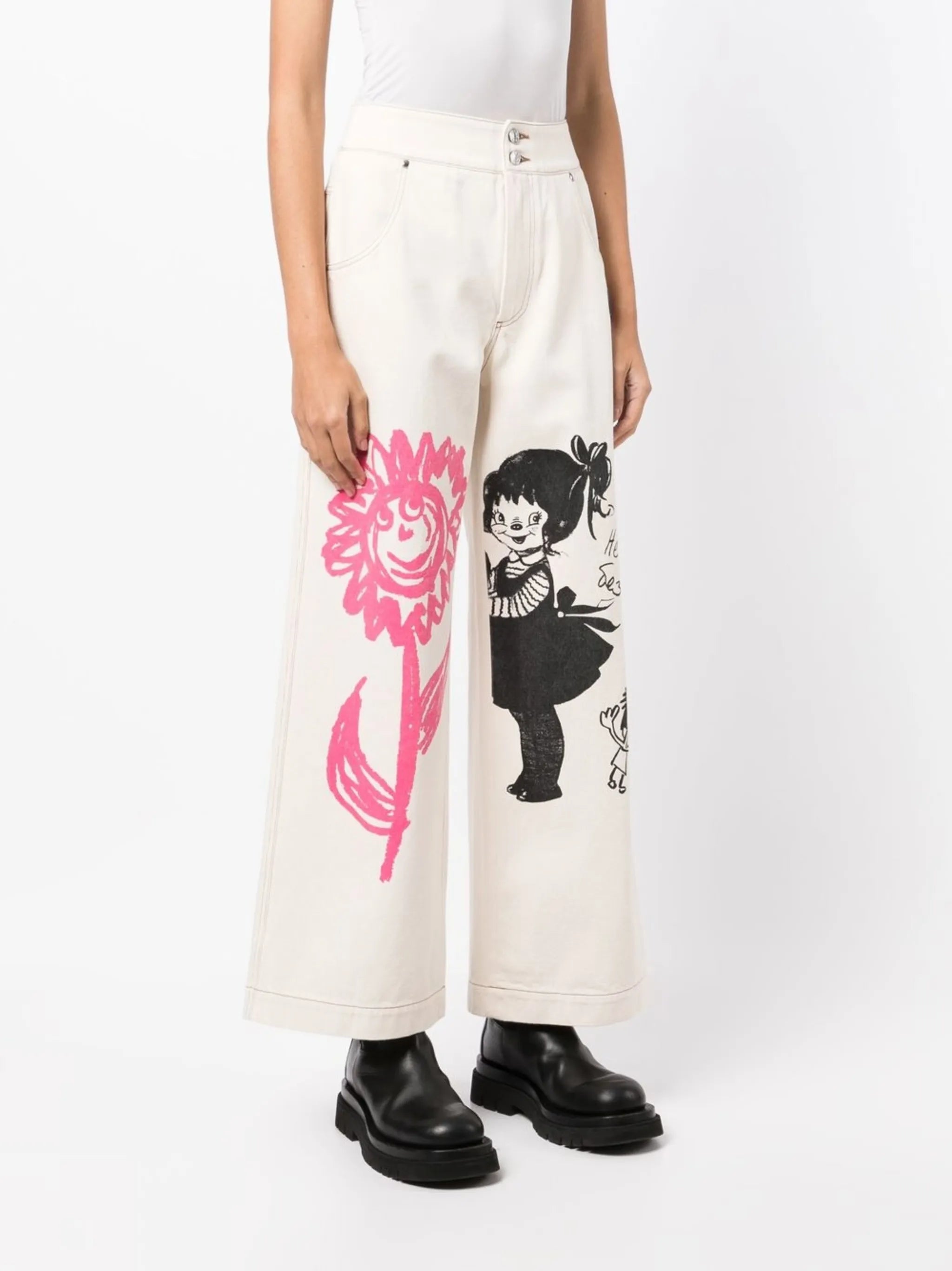 Happy Flower wide cropped trousers
