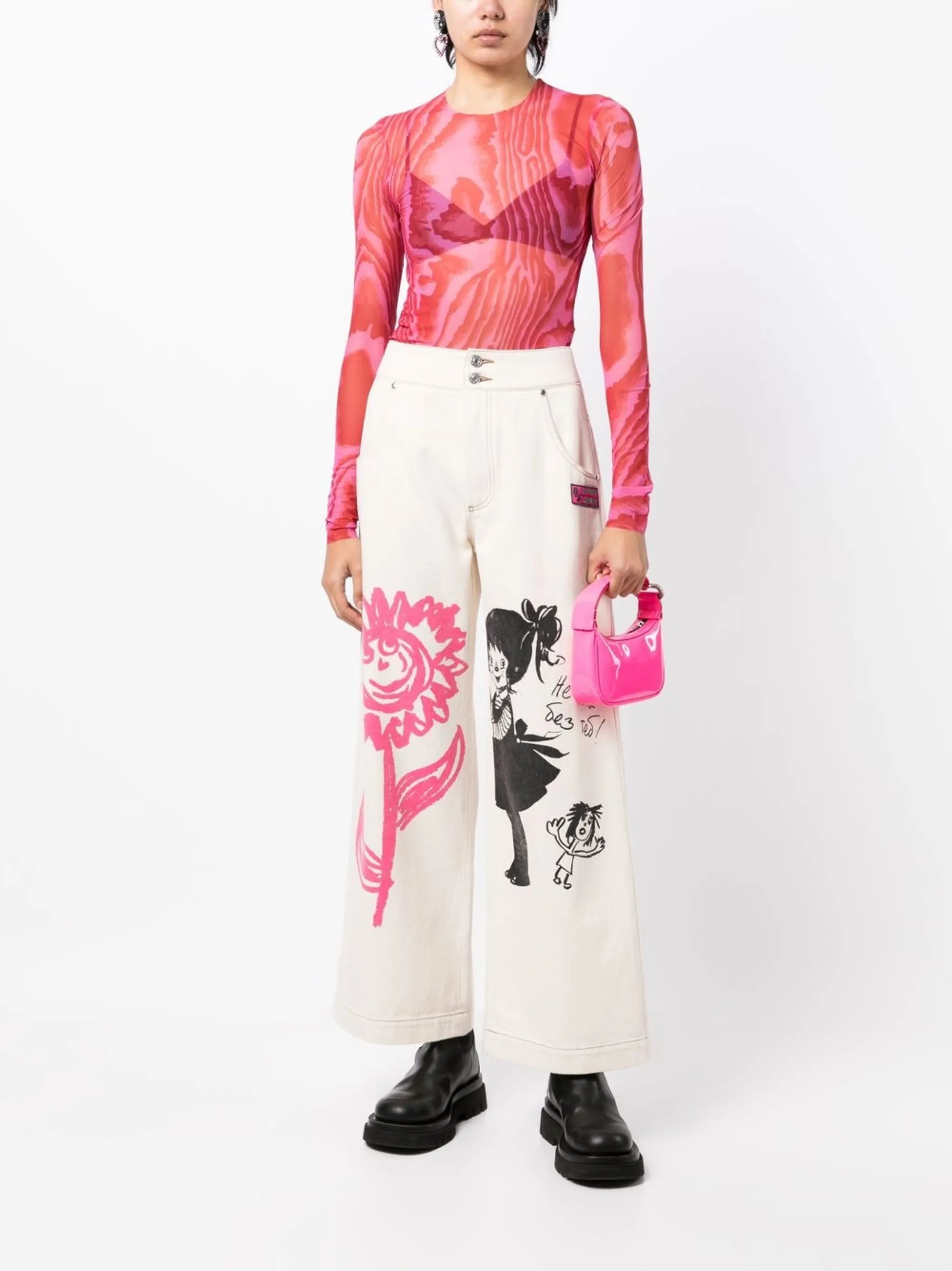 Happy Flower wide cropped trousers