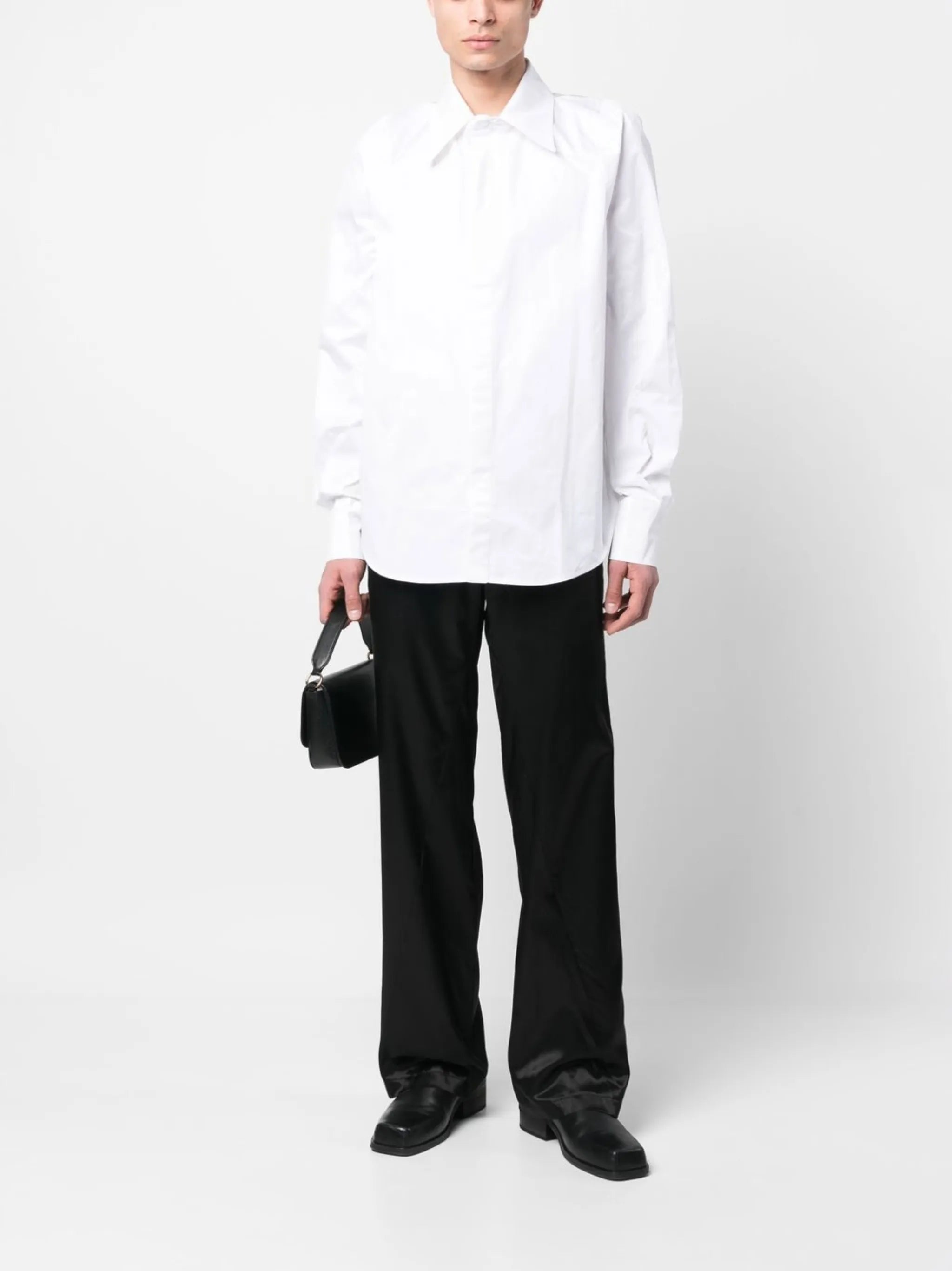 pointed flat collar shirt