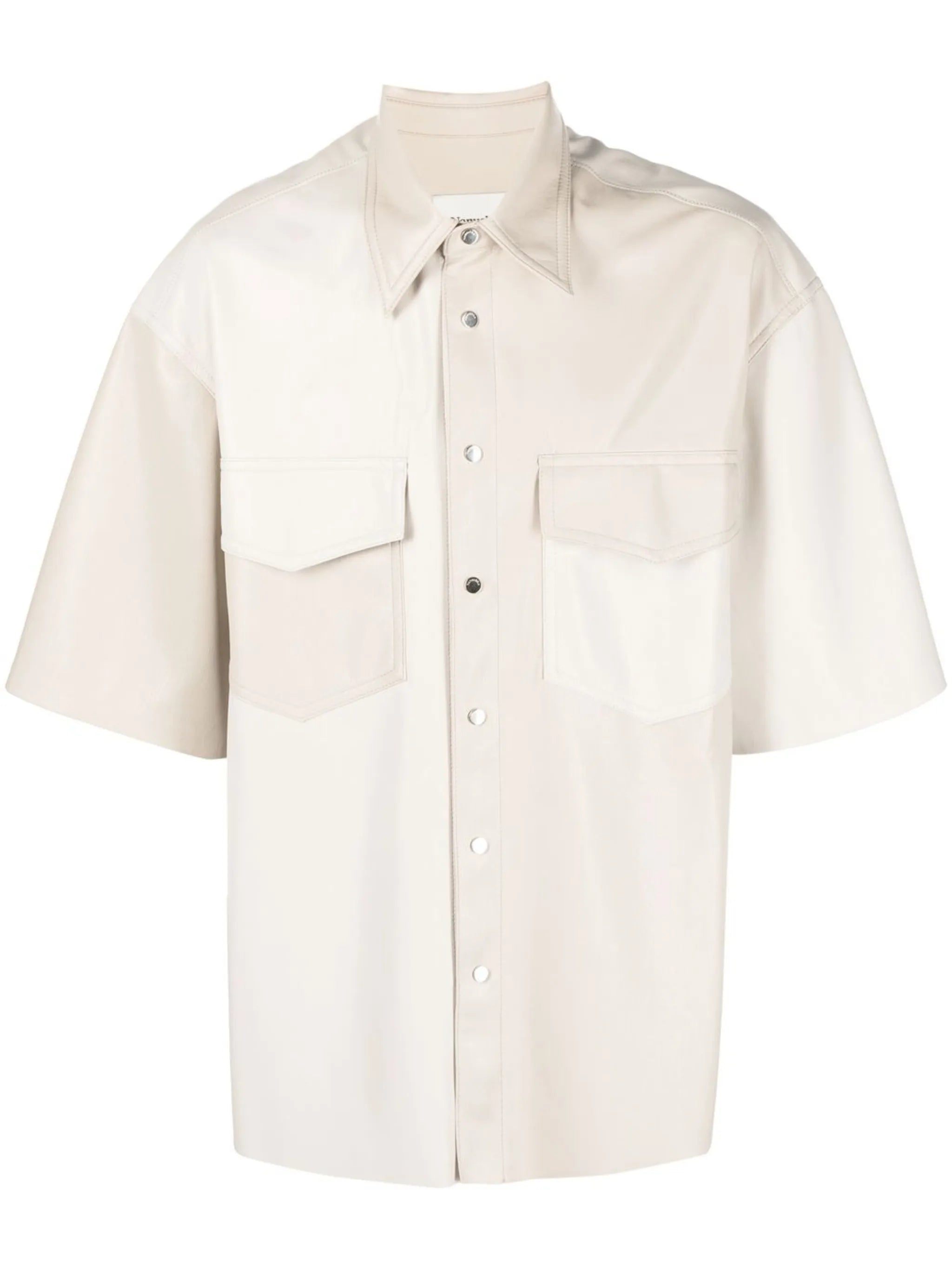 faux-leather short-sleeve shirt