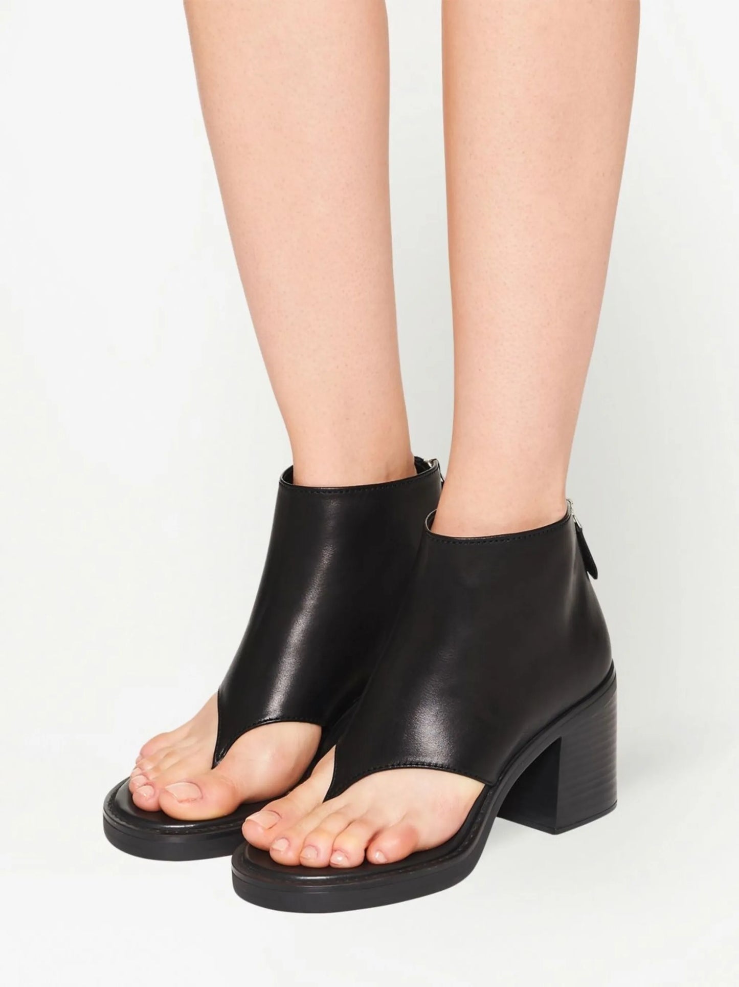 Leather thong ankle boots