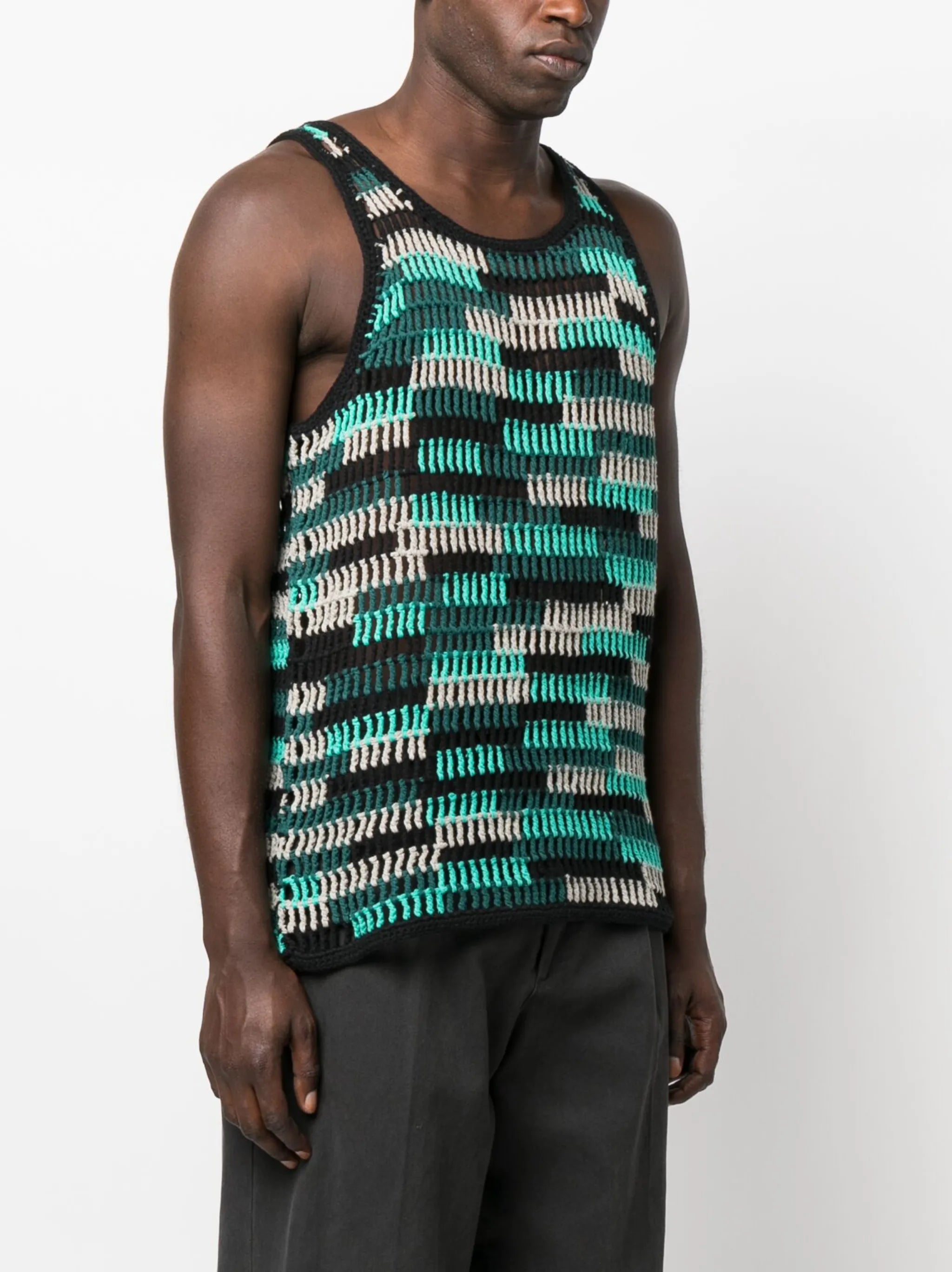 round-neck crocheted tank