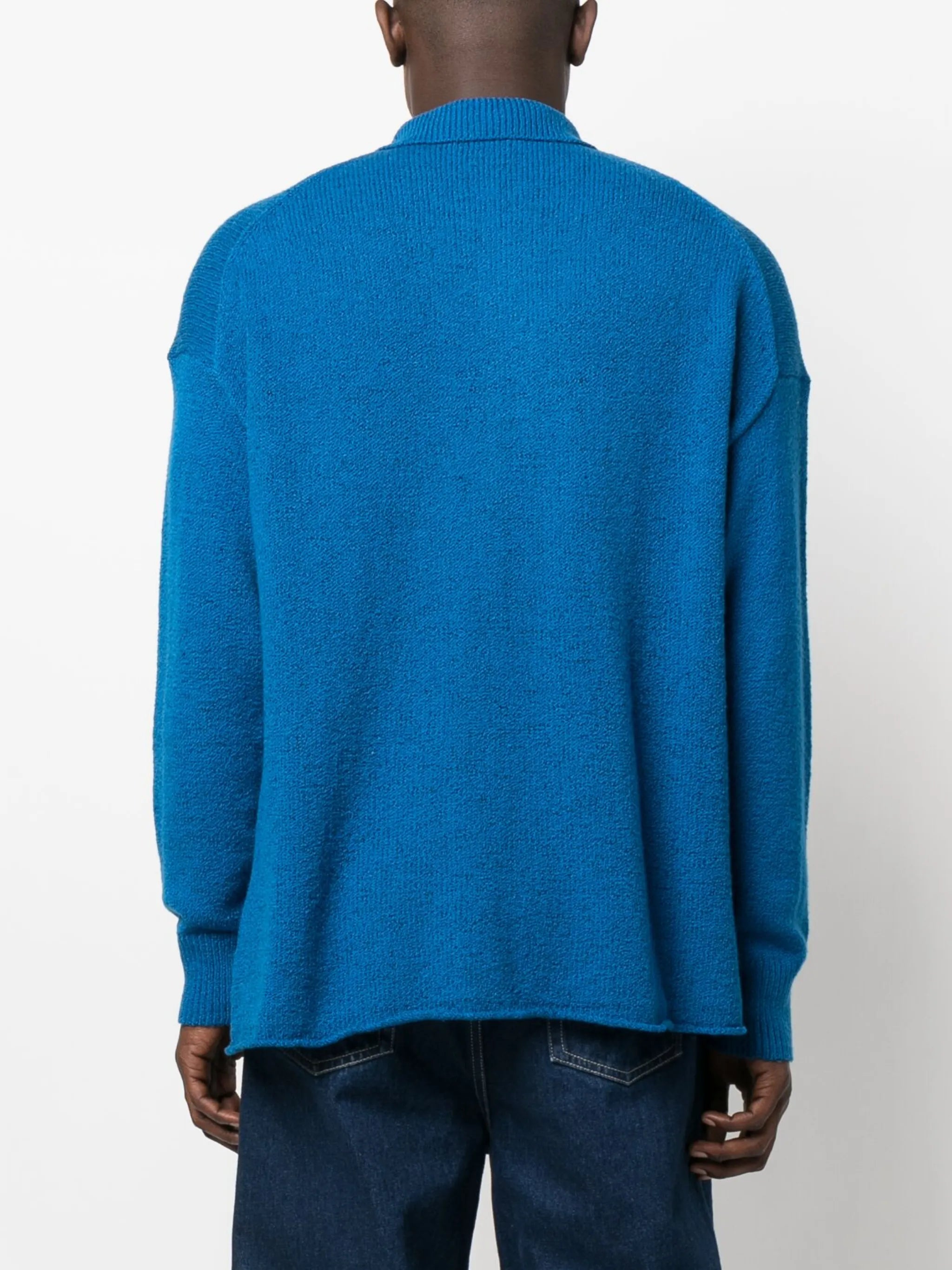 knitted long-sleeve polo shirt