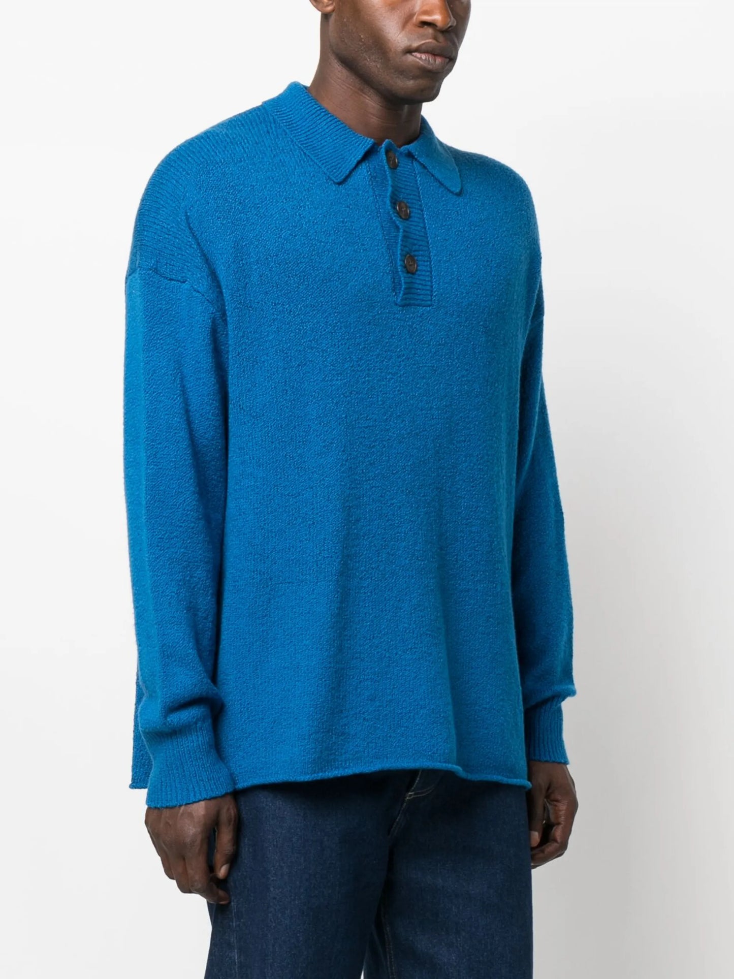 knitted long-sleeve polo shirt