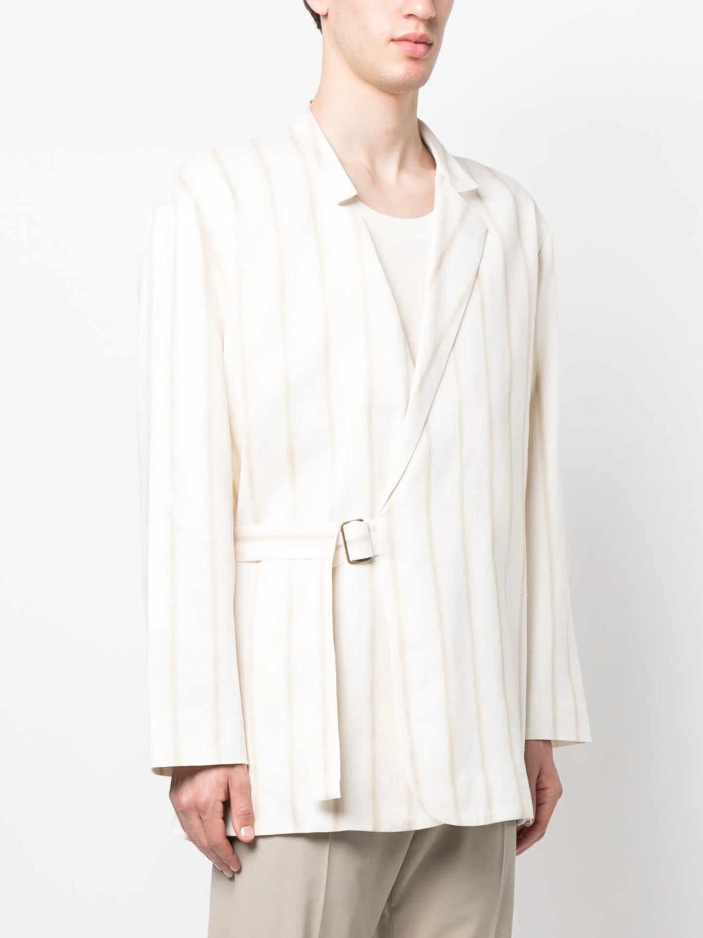 check-print buckle-fastening blazer