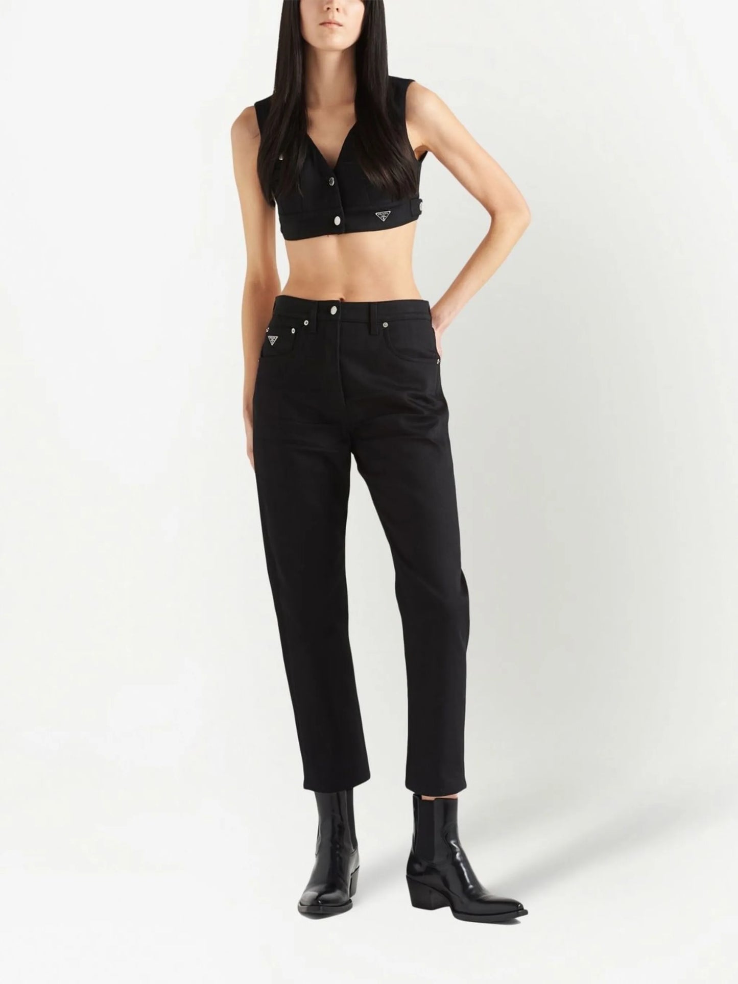 mid-rise straight-leg jeans