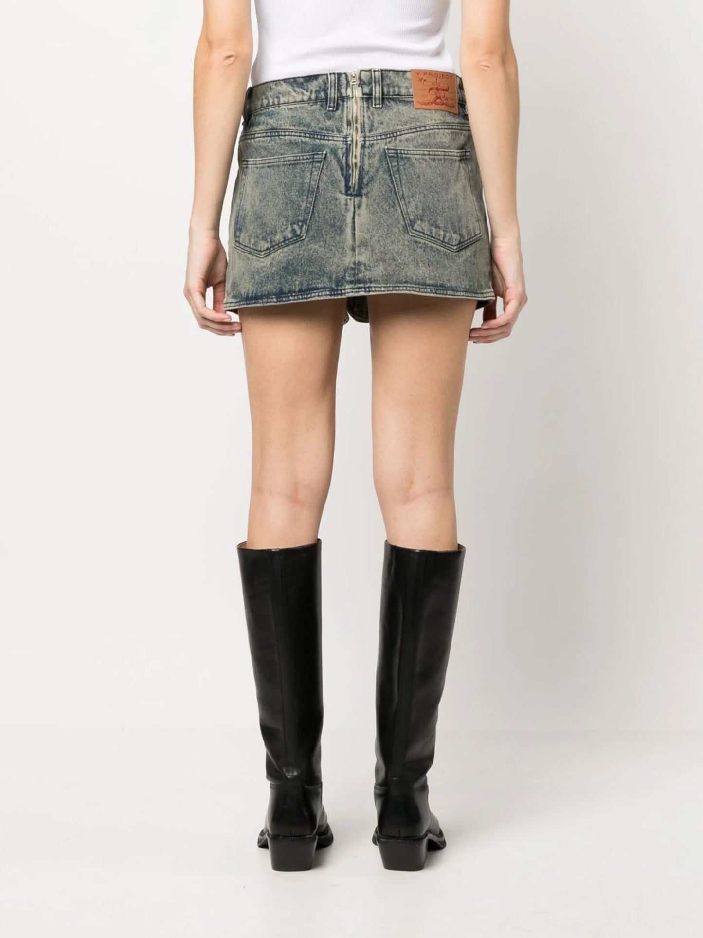 asymmetric denim skirt