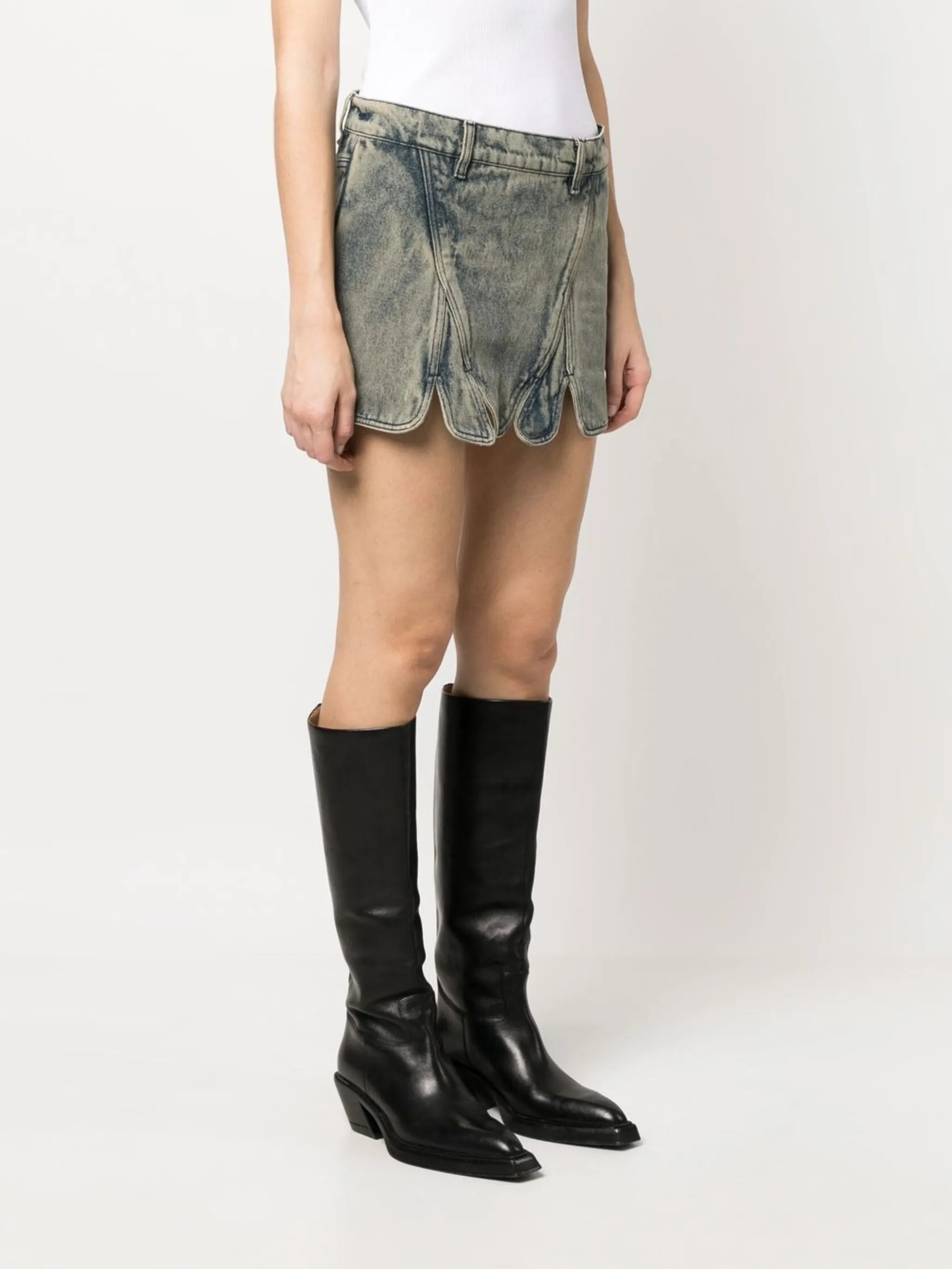 asymmetric denim skirt