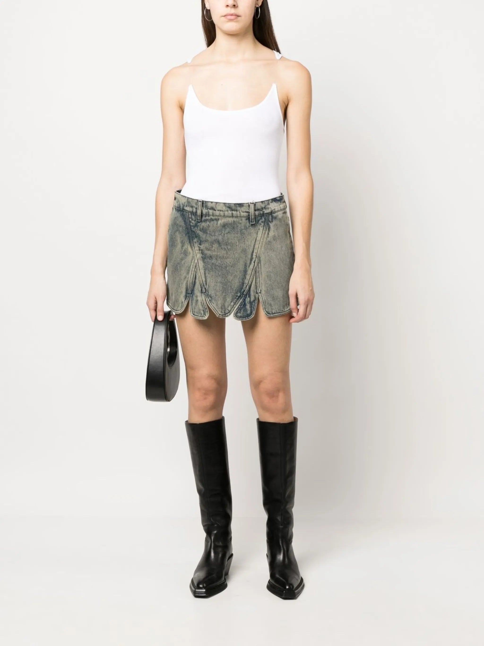 asymmetric denim skirt