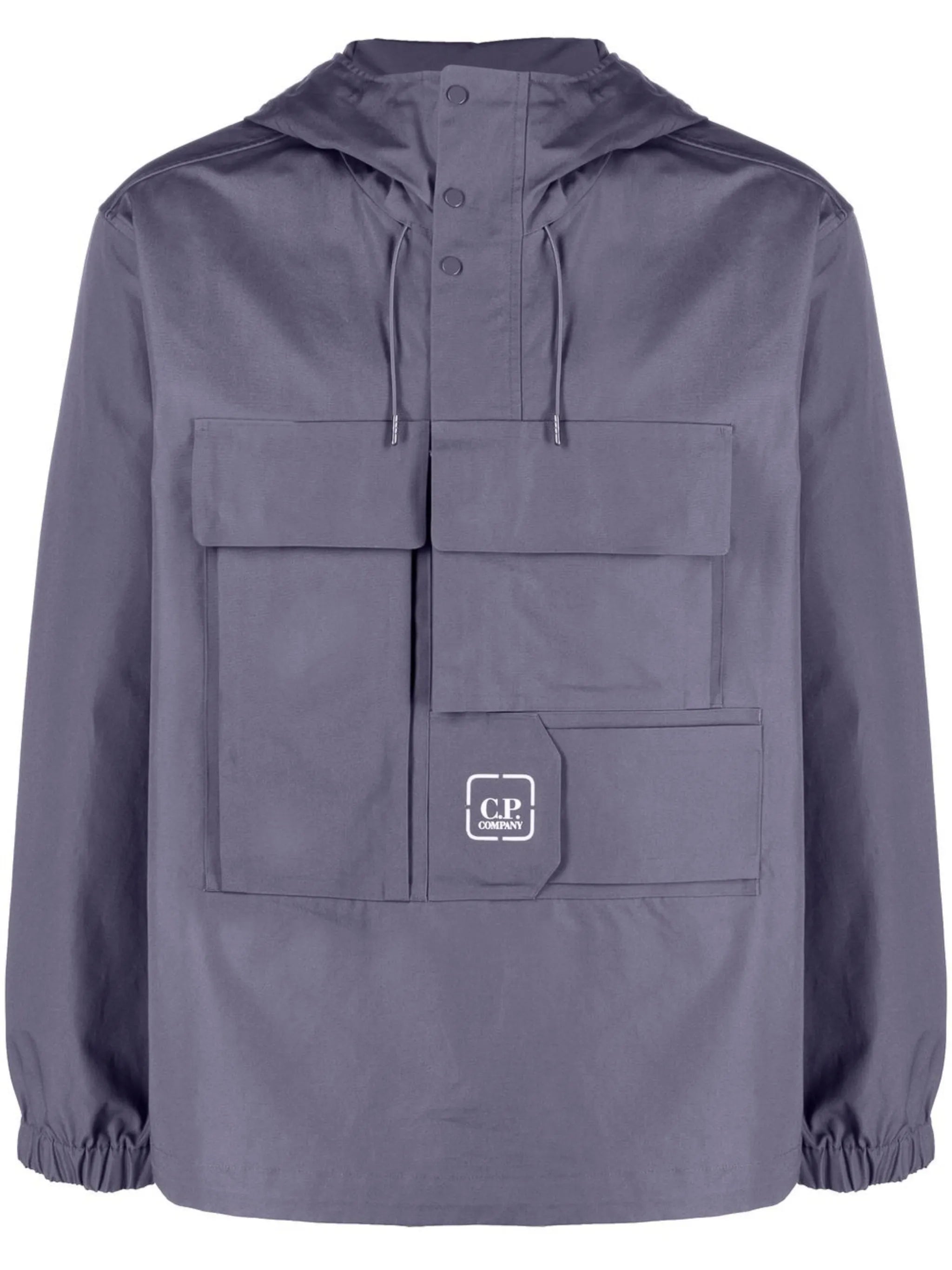 logo-print multi-pocket hooded jacket