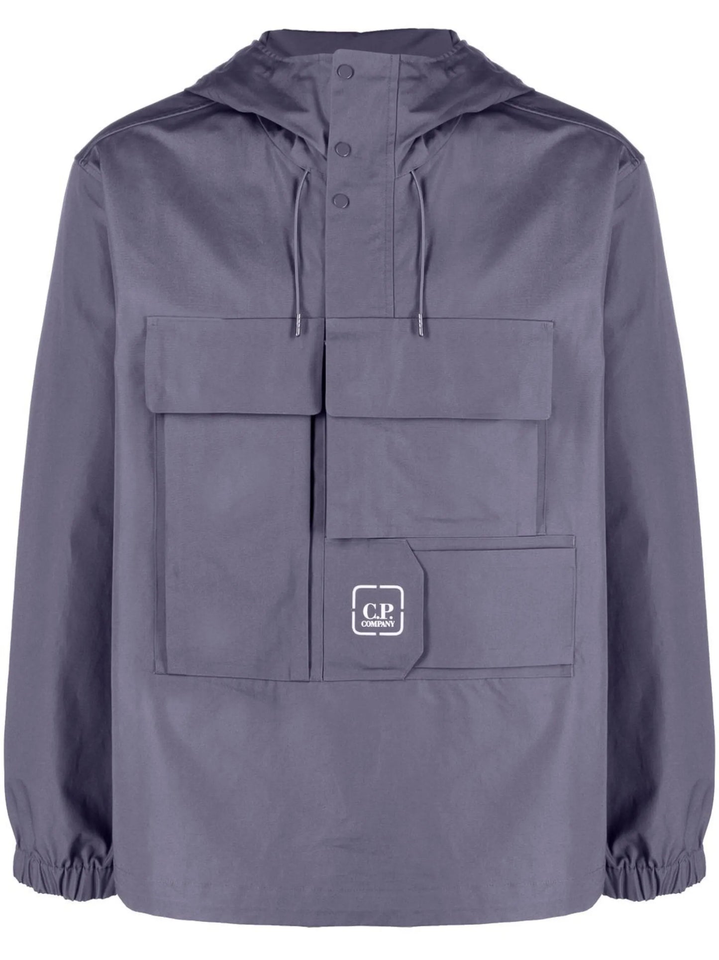 logo-print multi-pocket hooded jacket