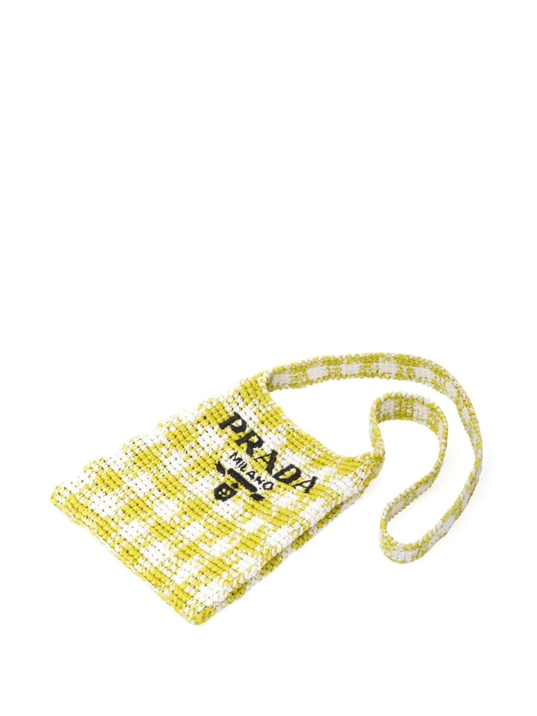woven-logo raffia shoulder bag