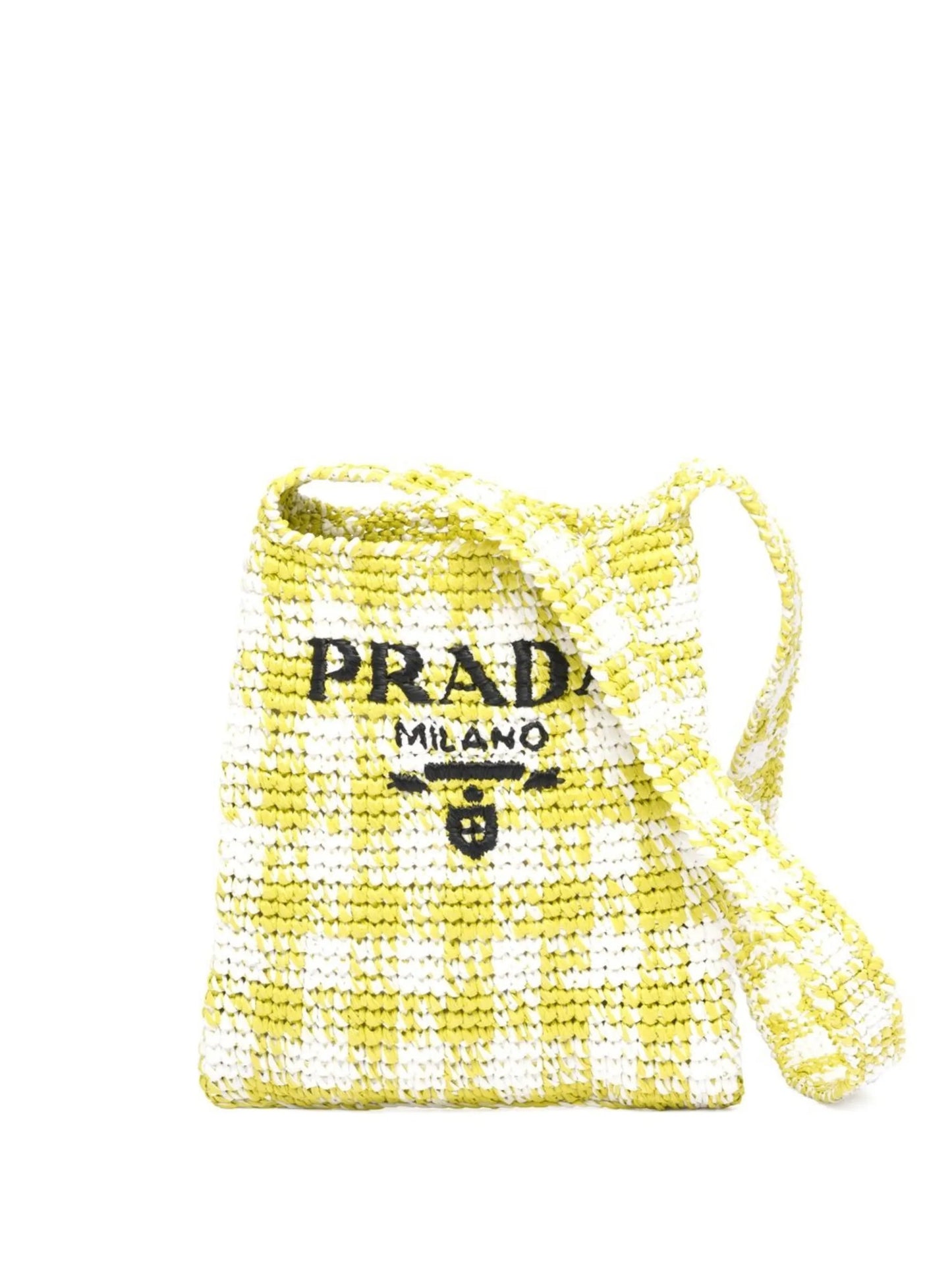 woven-logo raffia shoulder bag