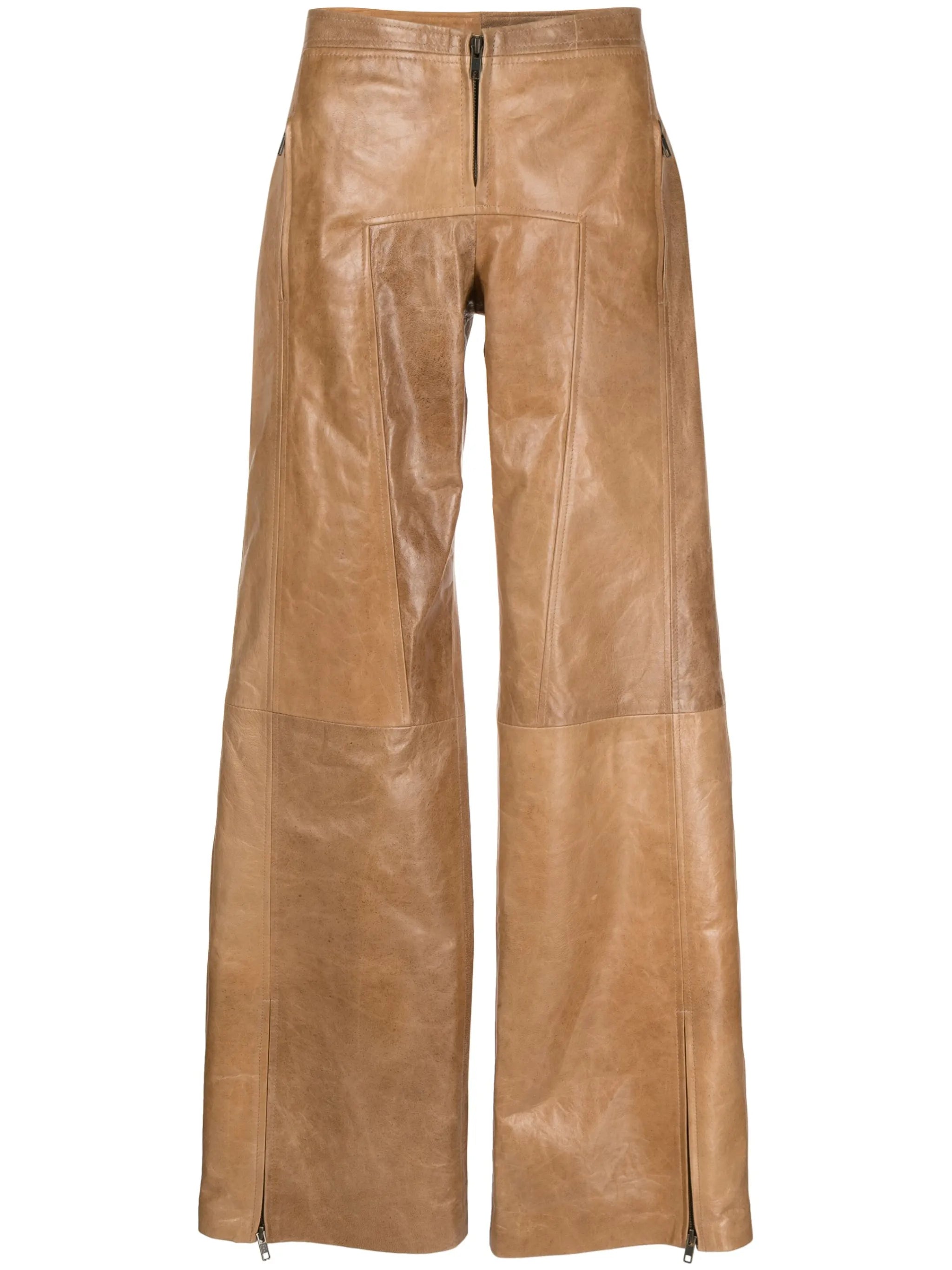 leather flared trousers