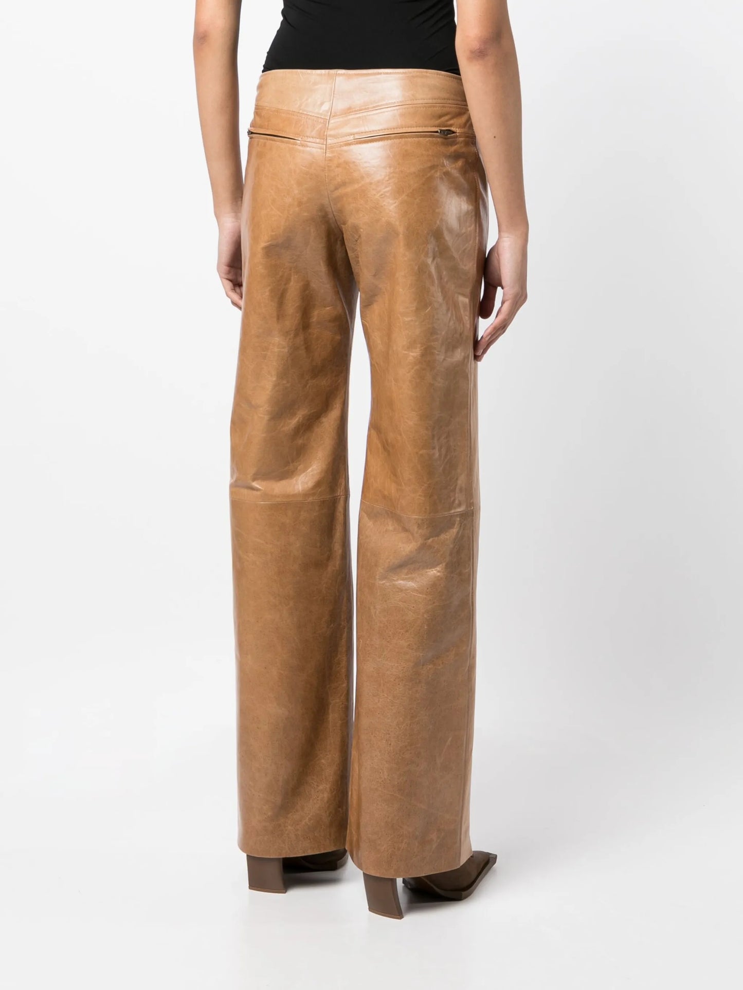 leather flared trousers