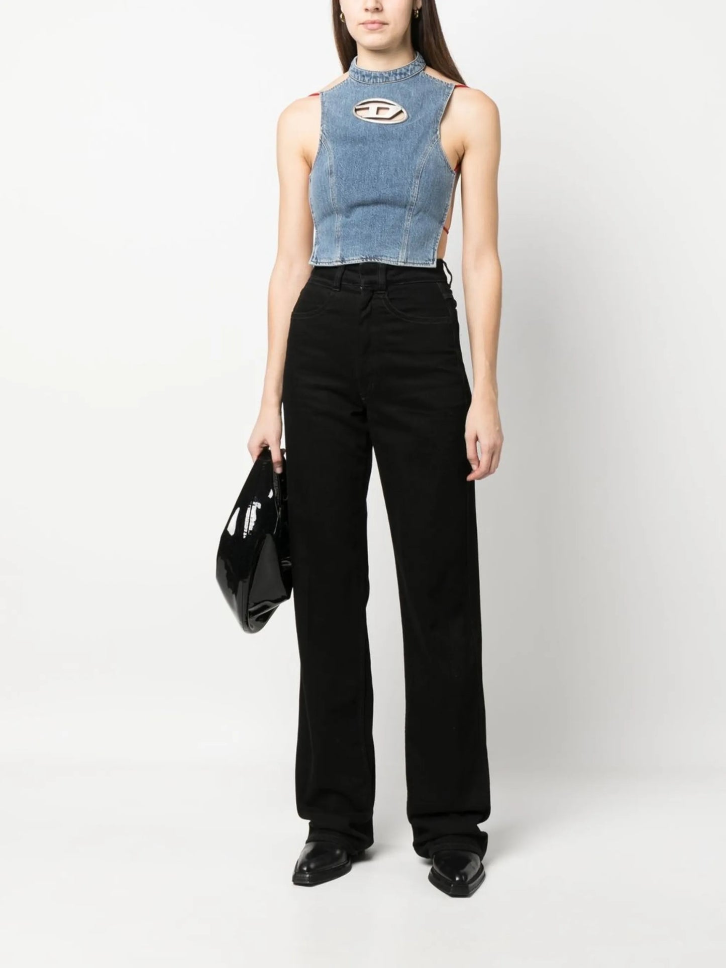 De-Thea-Fringes cropped denim top