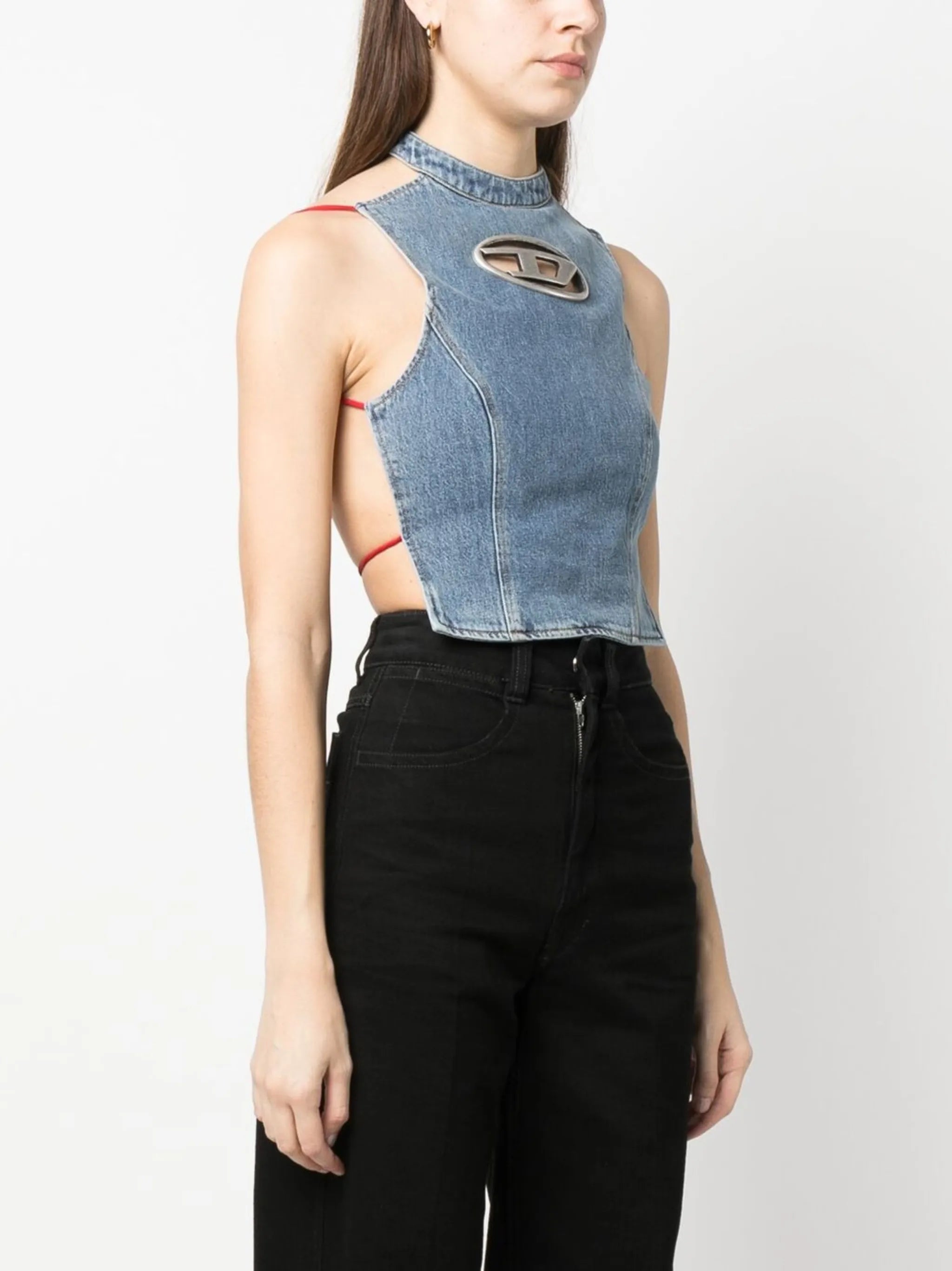 De-Thea-Fringes cropped denim top