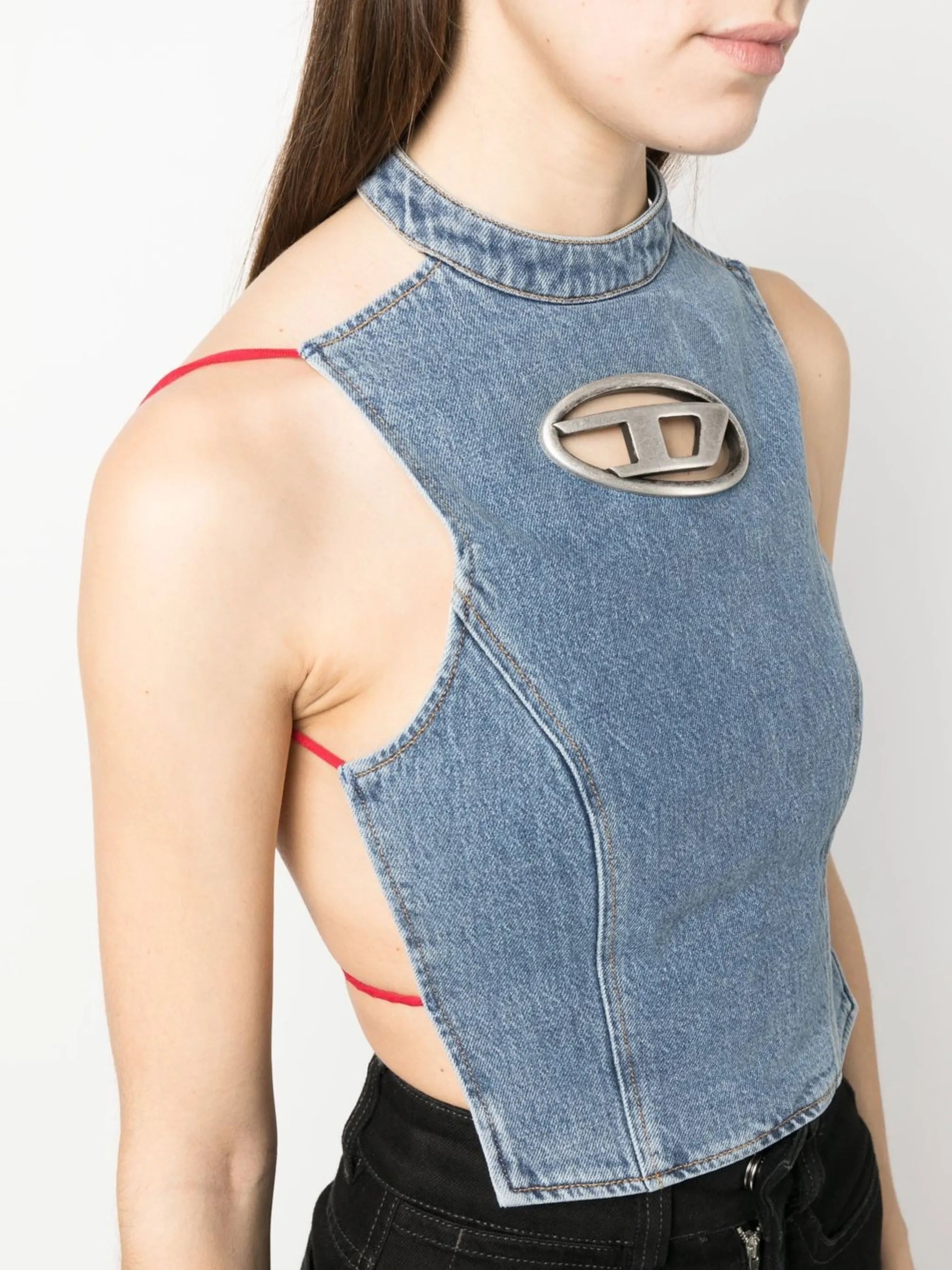 De-Thea-Fringes cropped denim top