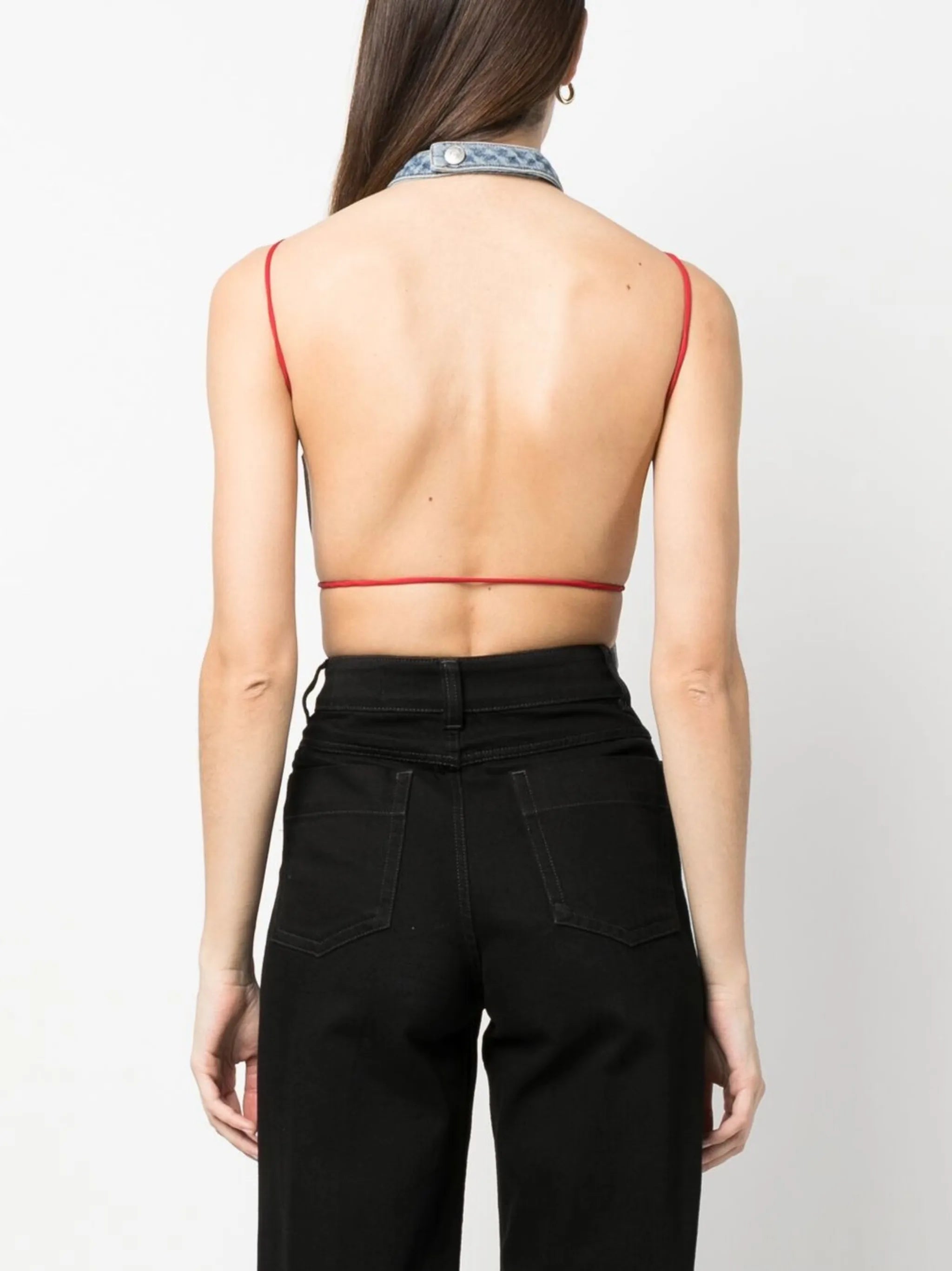 De-Thea-Fringes cropped denim top