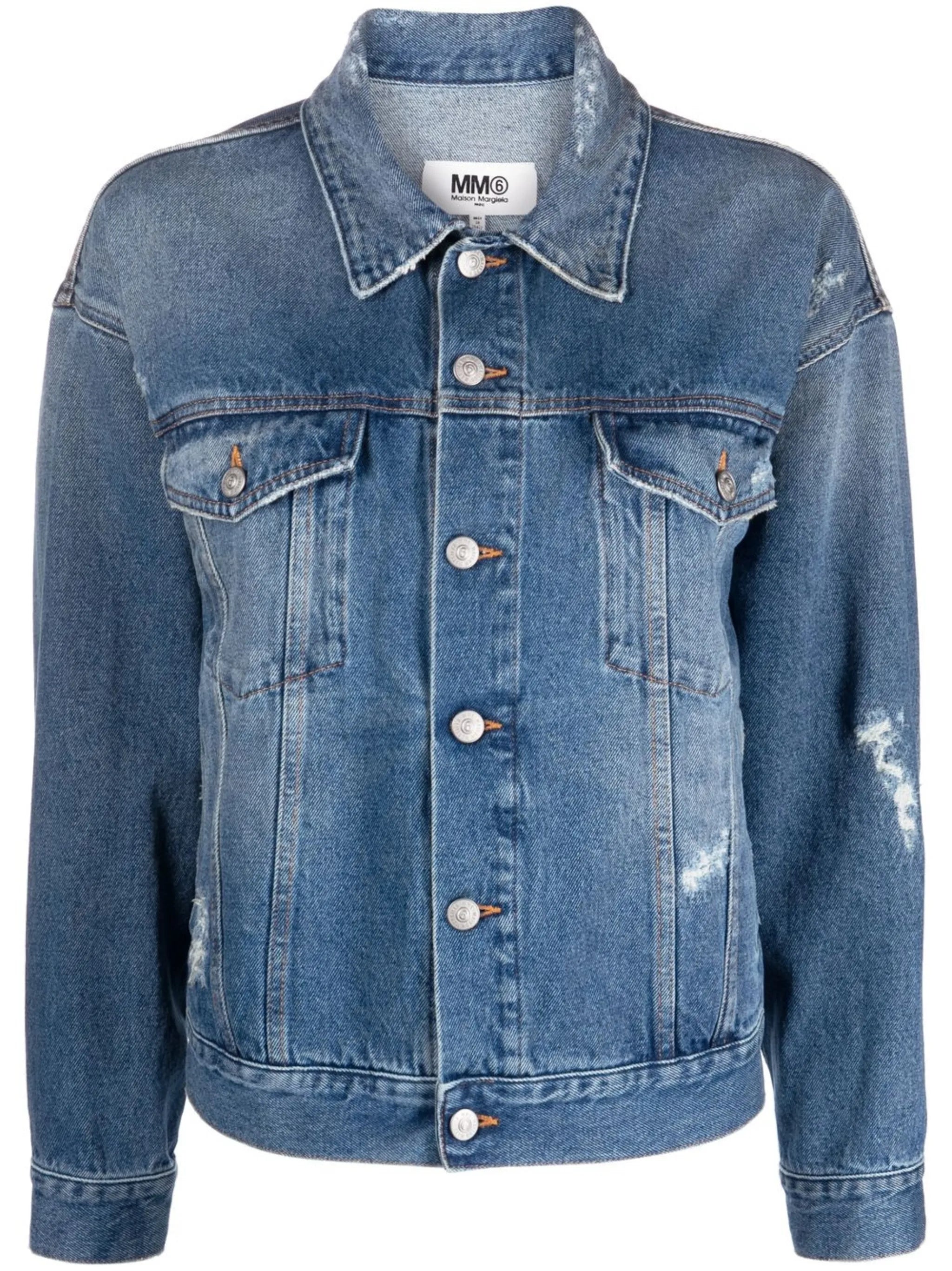 distressed-effect denim jacket