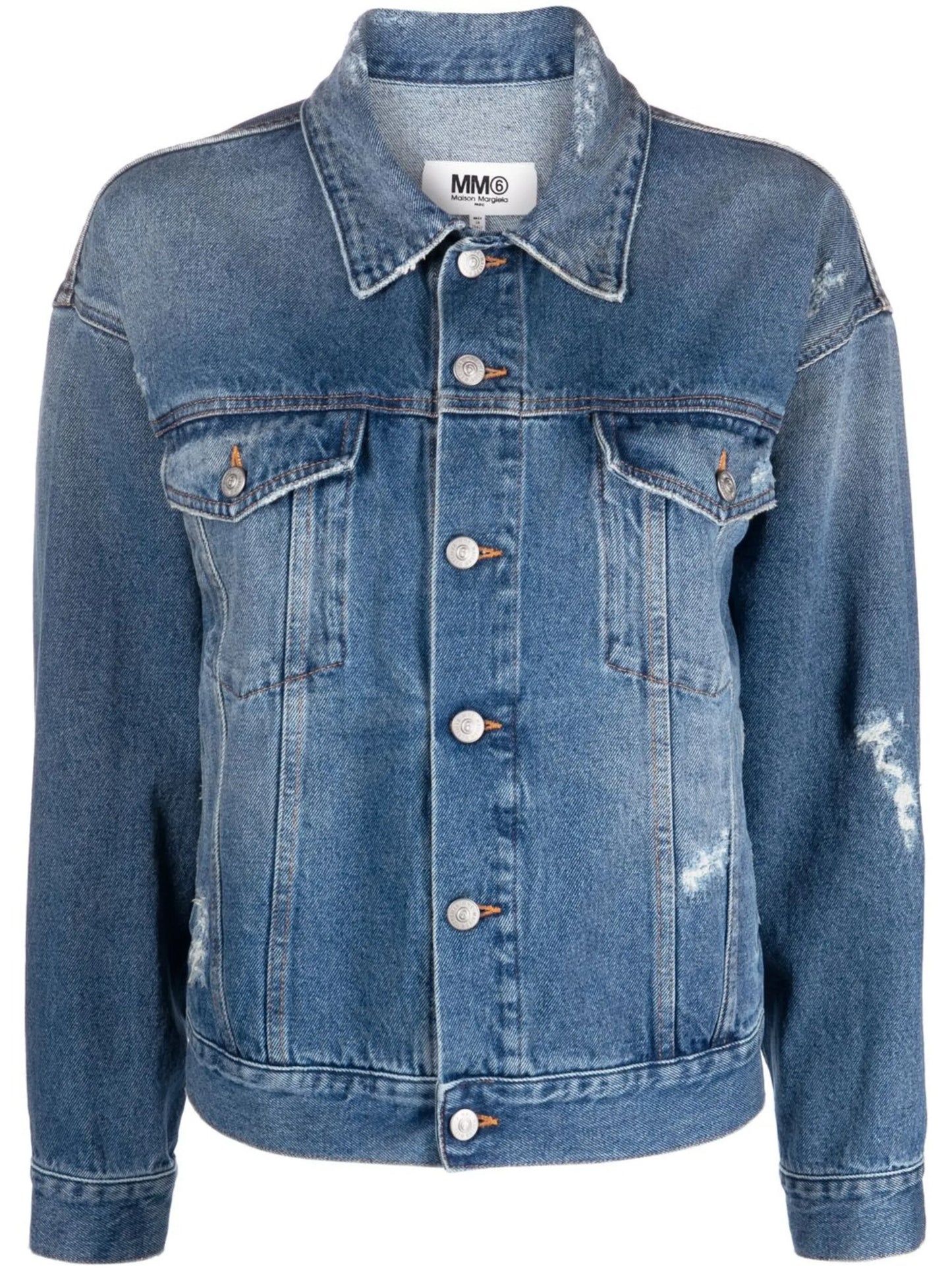 distressed-effect denim jacket