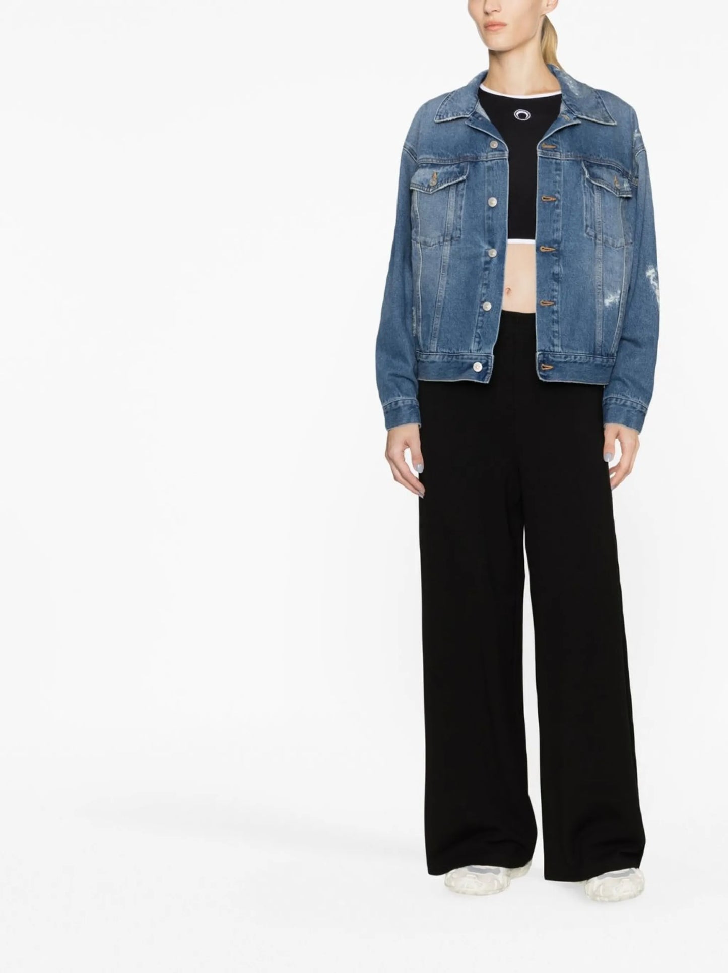 distressed-effect denim jacket