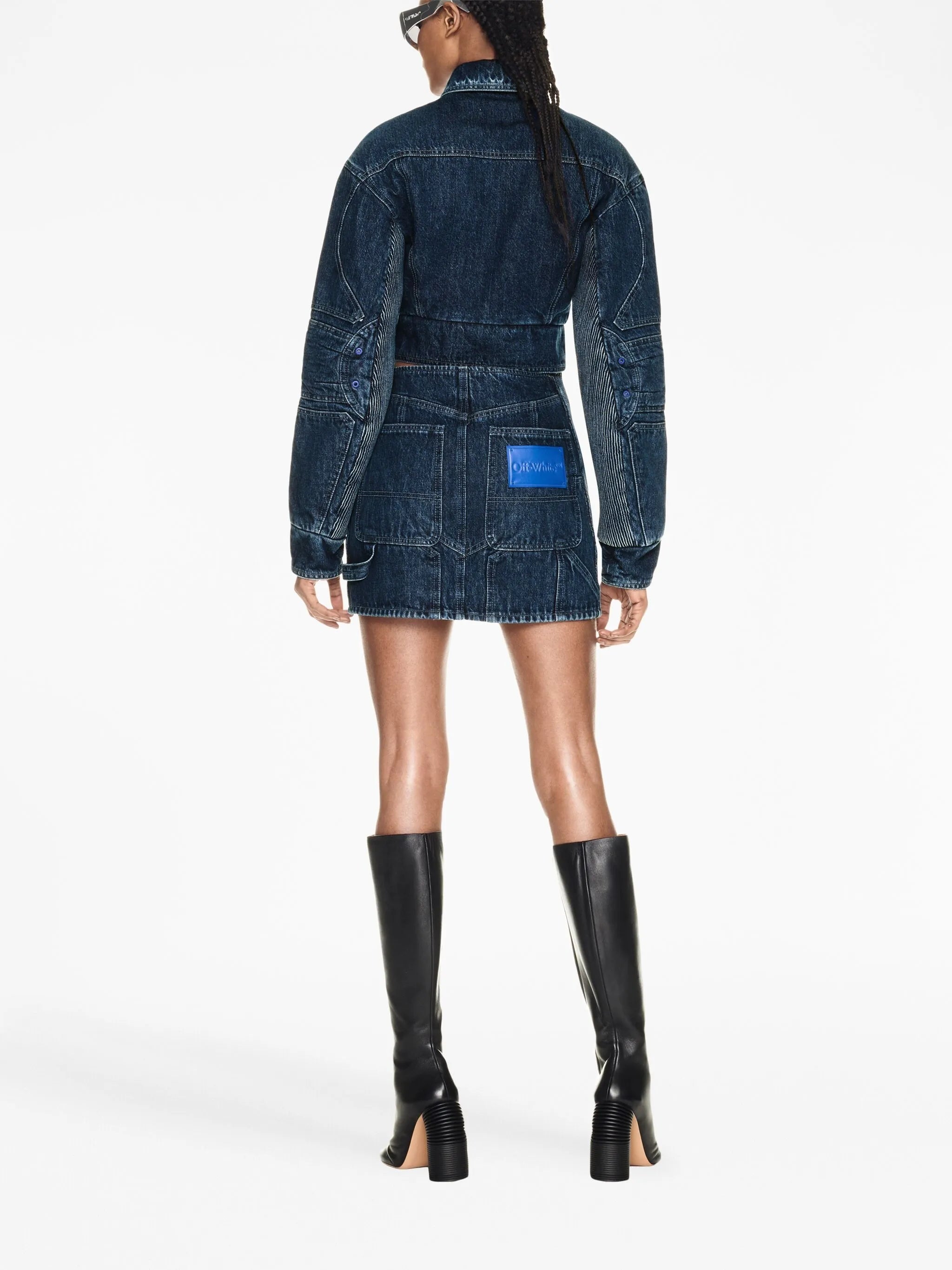 cut-out motorcycle denim jacket