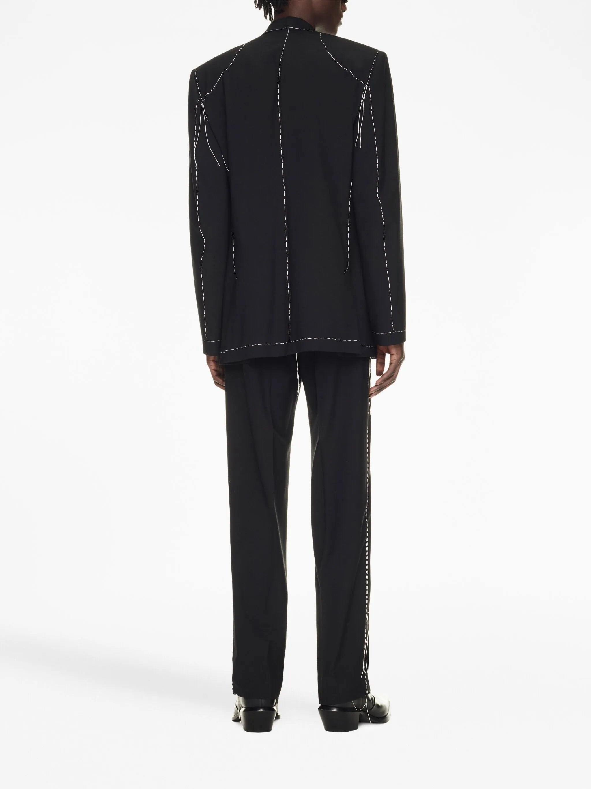 Runway contrast-stitching tailored trousers