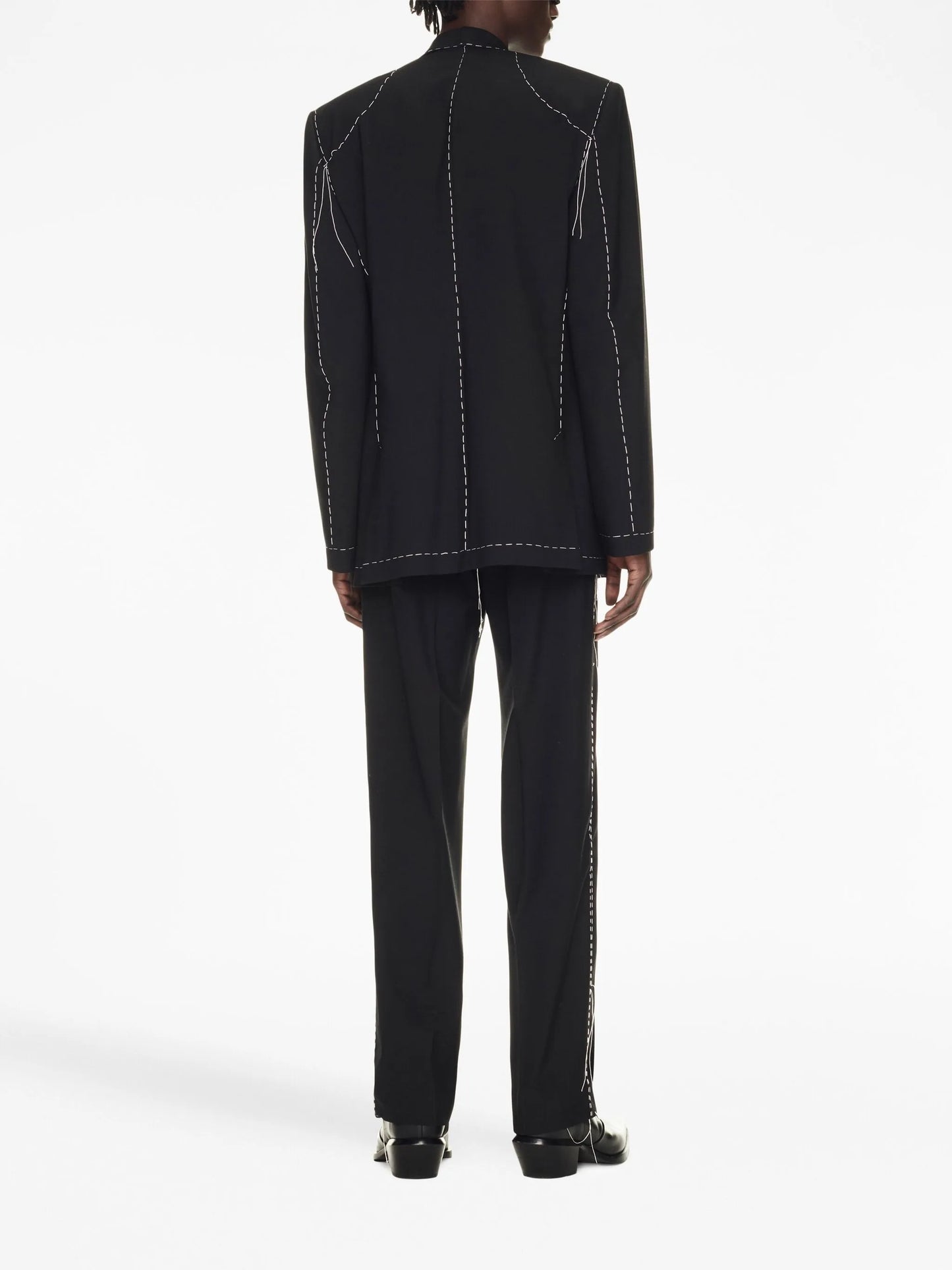 Runway contrast-stitching tailored trousers