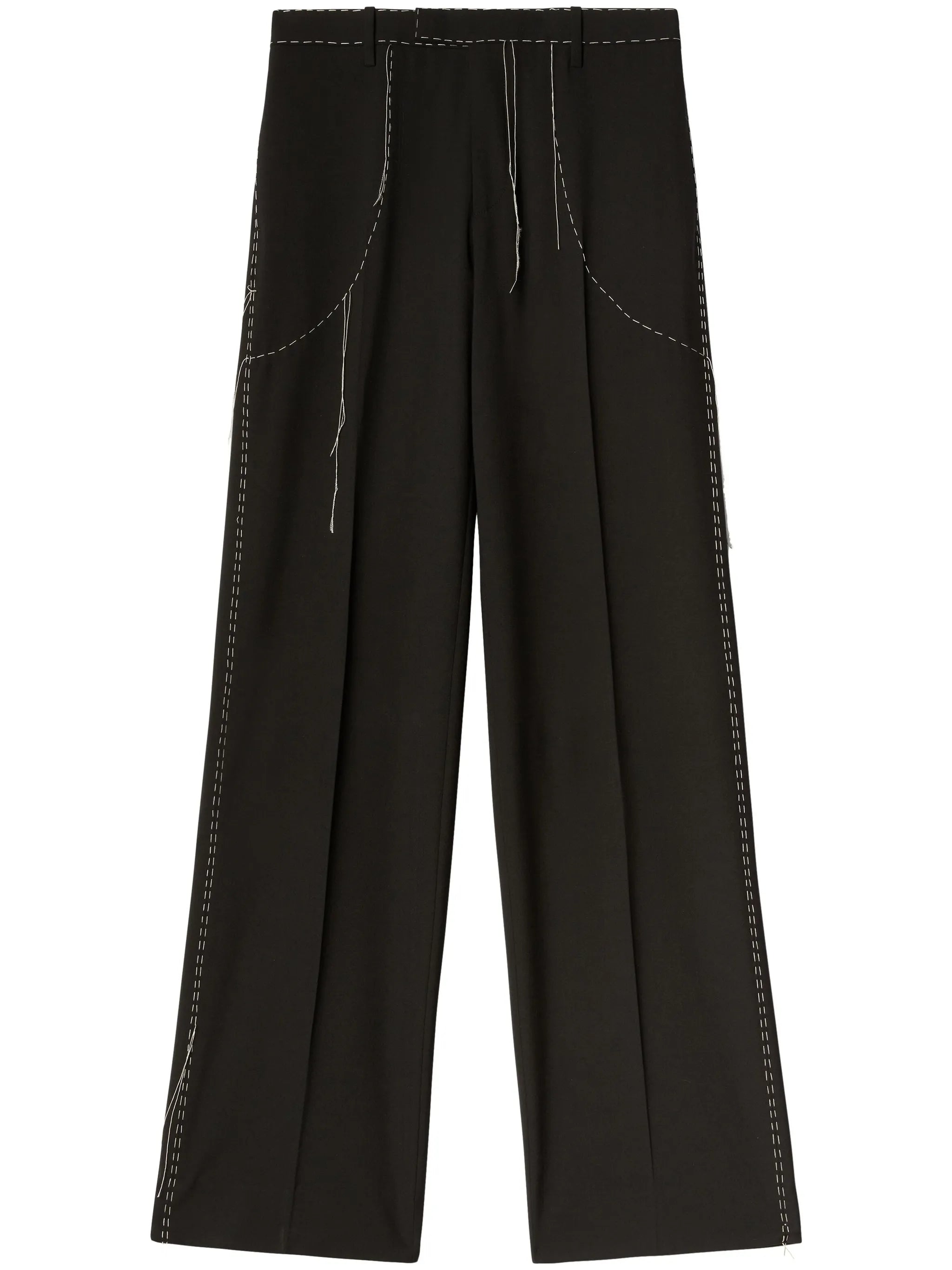 Runway contrast-stitching tailored trousers