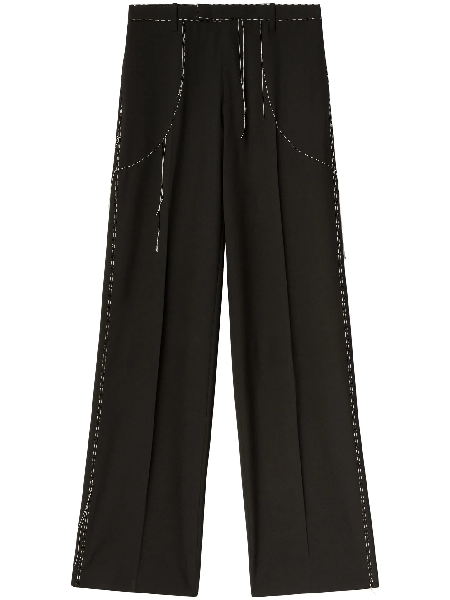 Runway contrast-stitching tailored trousers
