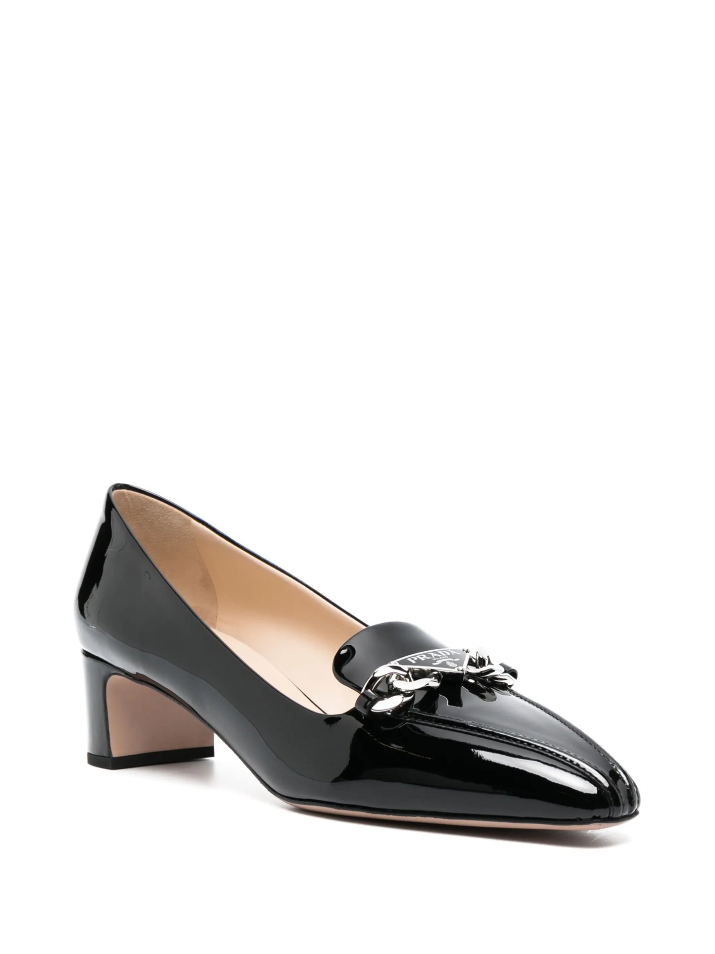 triangle-logo leather pumps