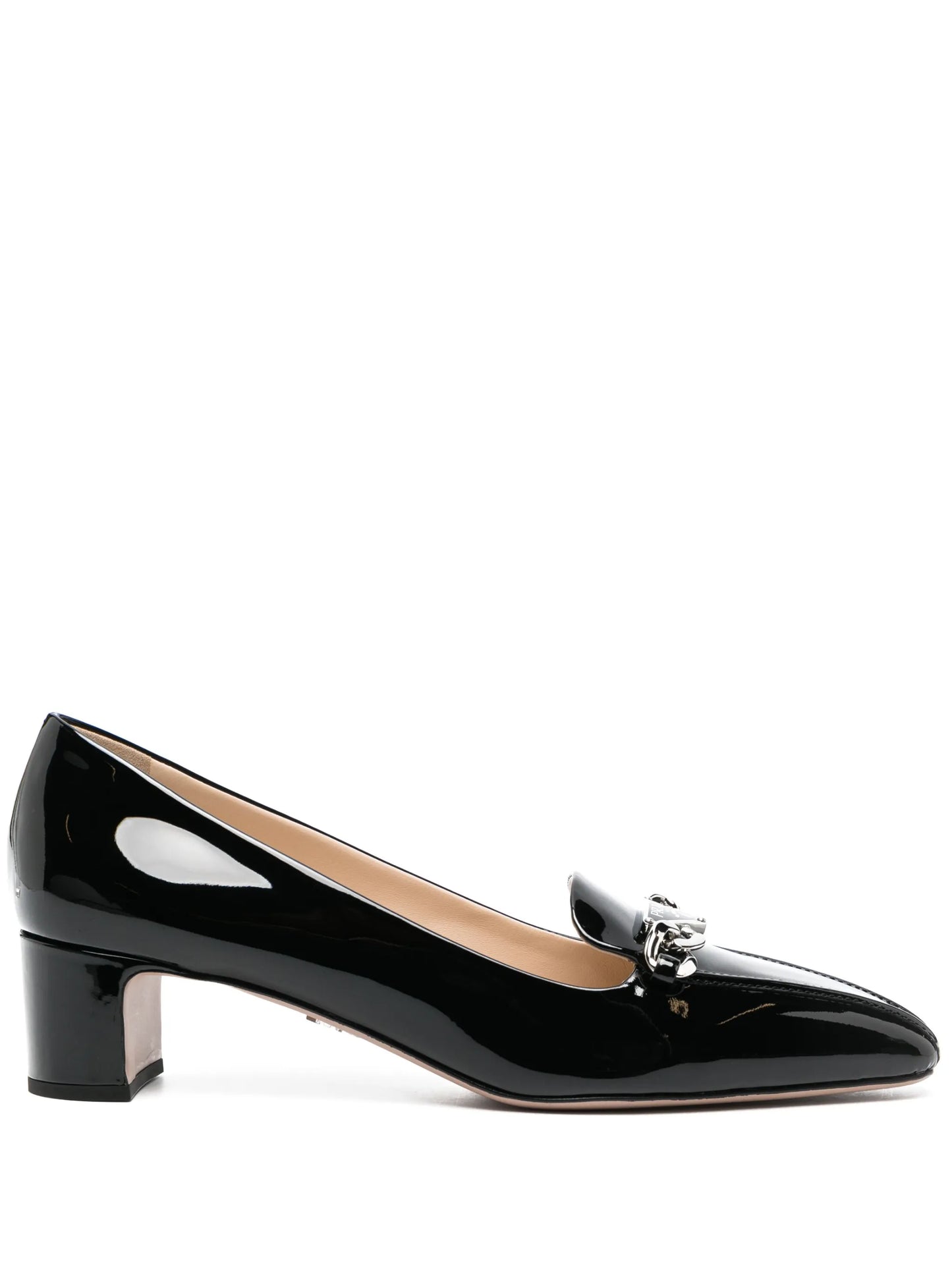 triangle-logo leather pumps