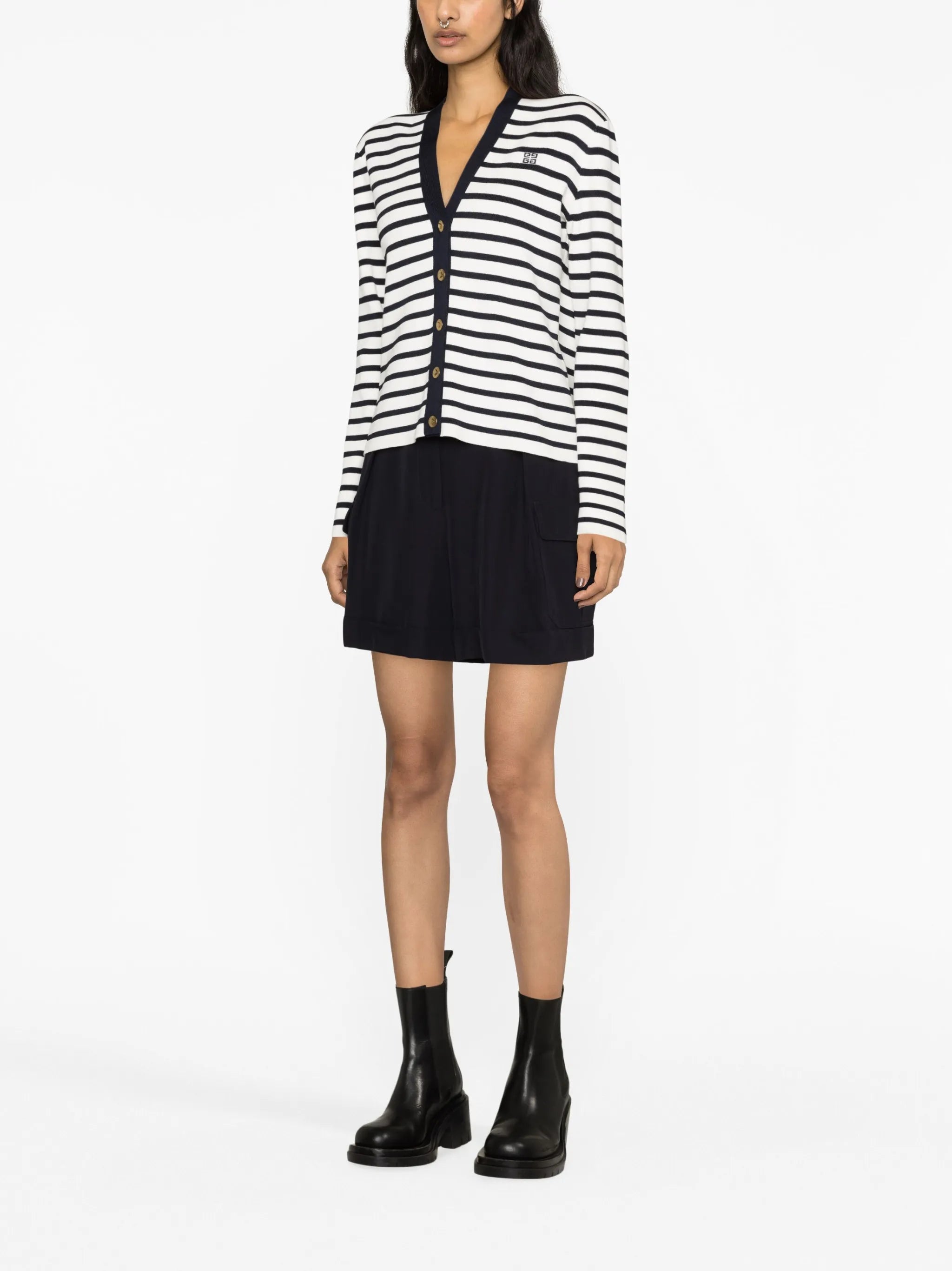 Sailor striped cotton-blend cardigan