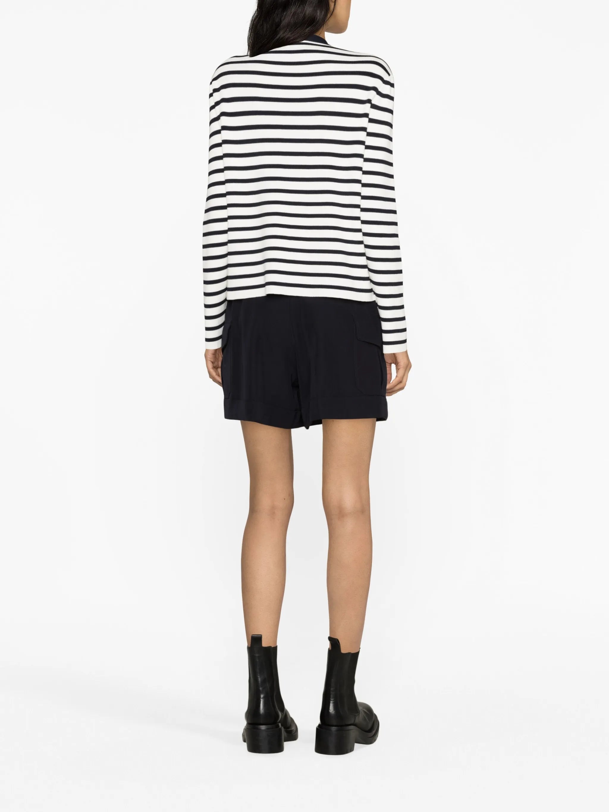 Sailor striped cotton-blend cardigan