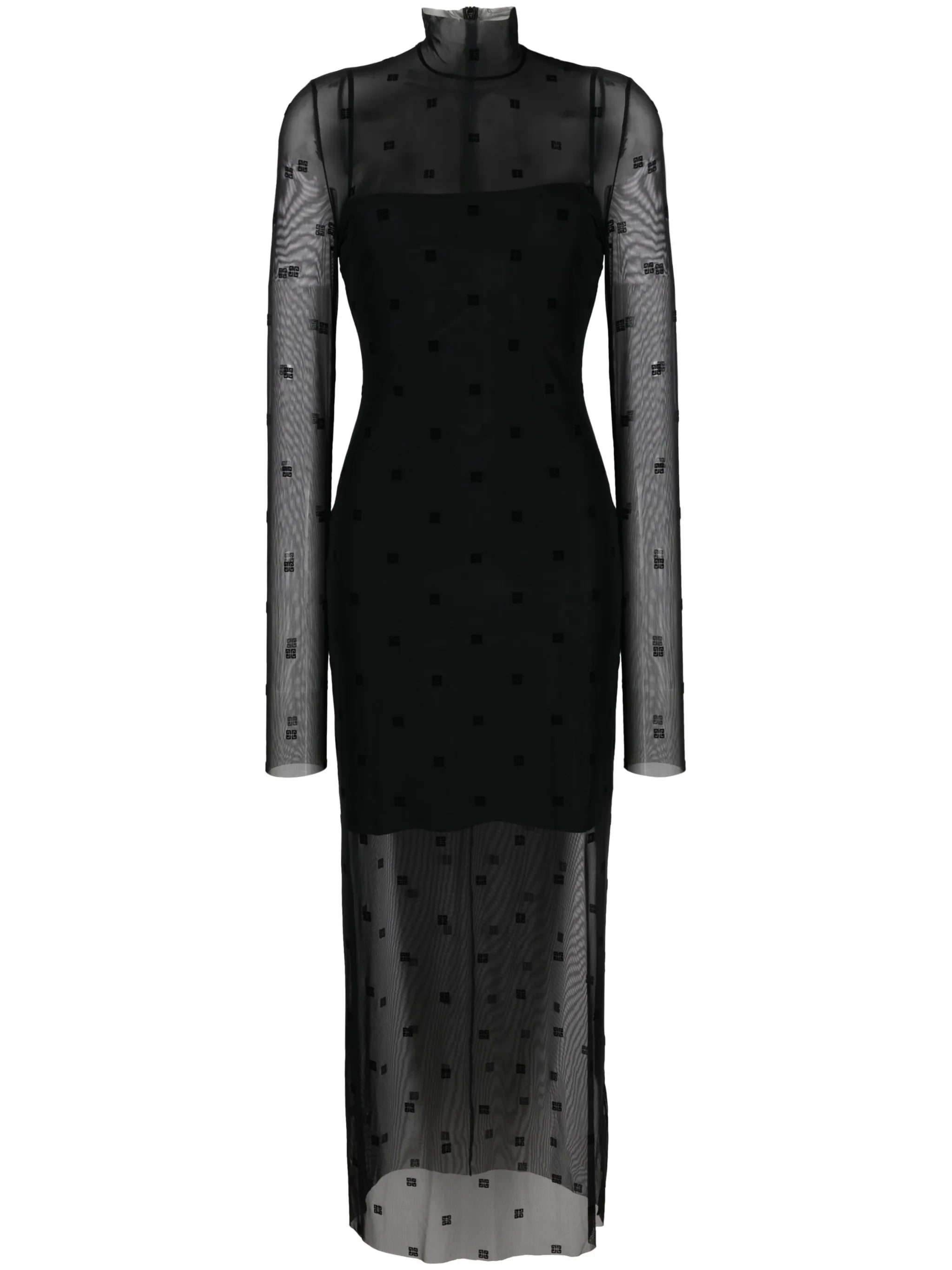 4G-motif tulle maxi dress